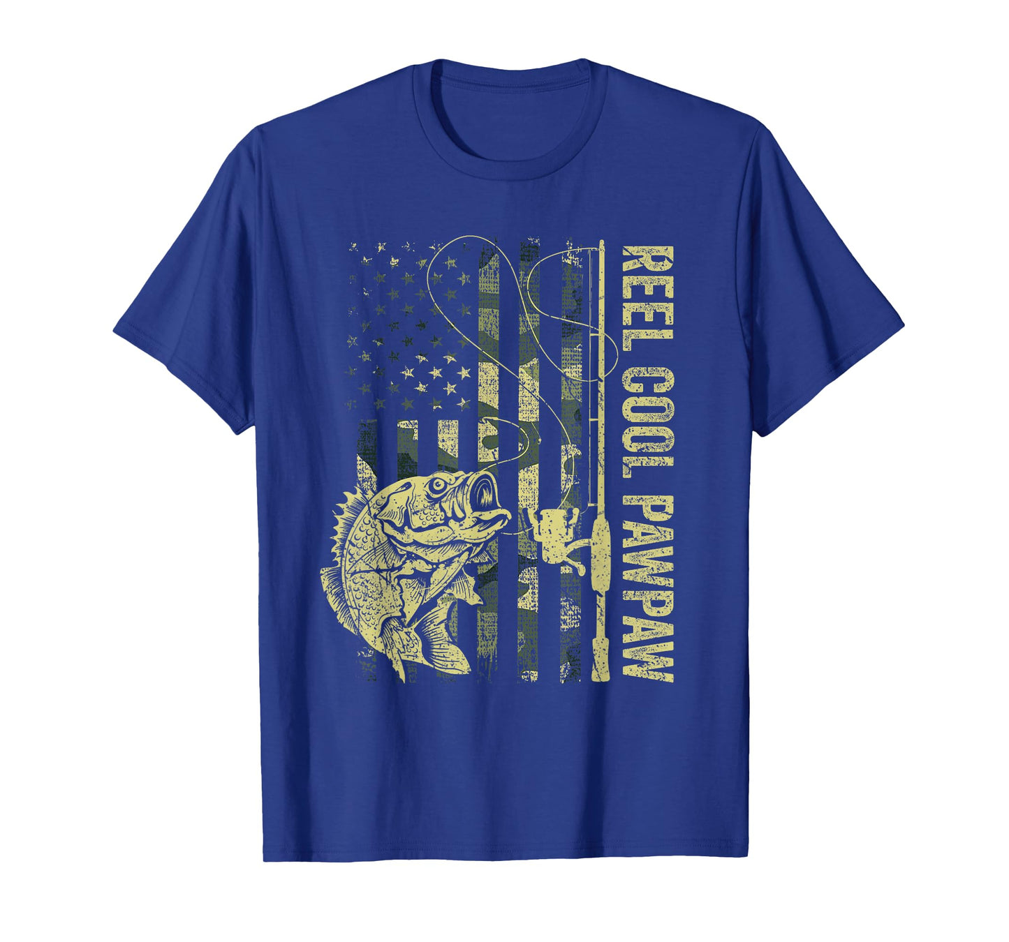 Reel Cool Pawpaw Camouflage American Flag Father's Day Gift T-Shirt for Men