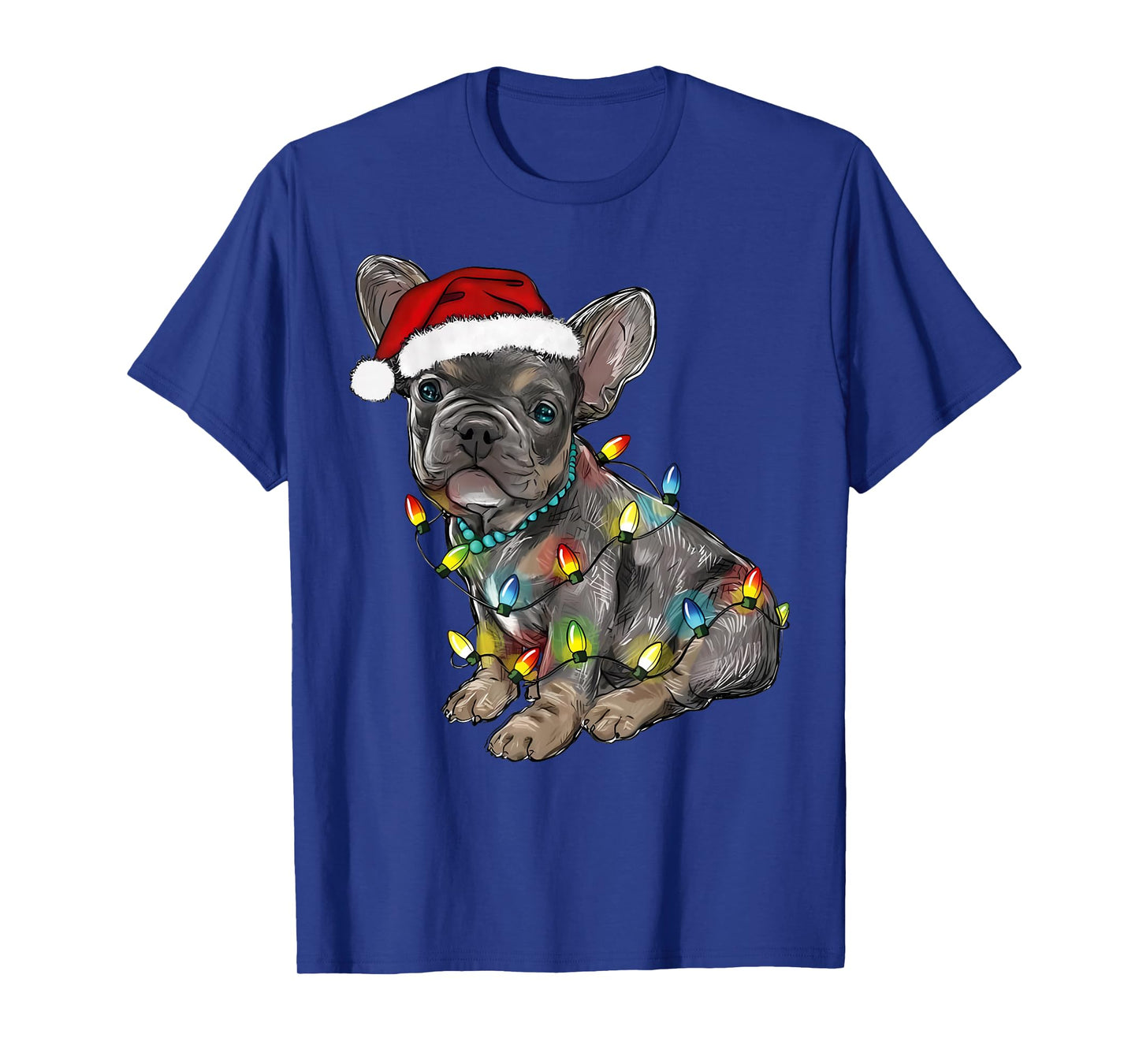 French Bulldog Dog Christmas Lights Santa Xmas Pet Dog Lover T-Shirt
