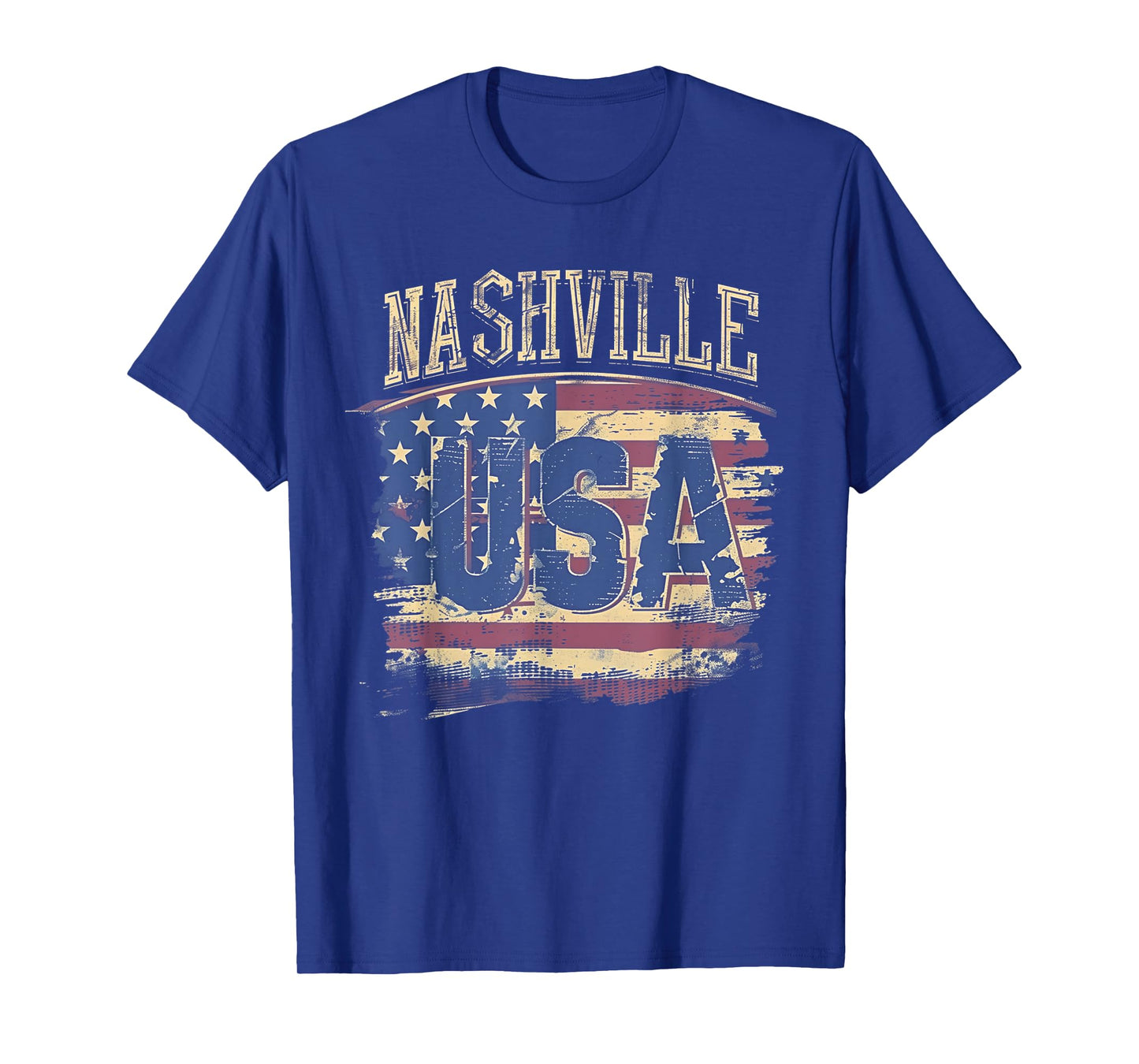 Nashville - USA 4th of July Retro American Flag Vintage T-Shirt for Women Girls Kids Men