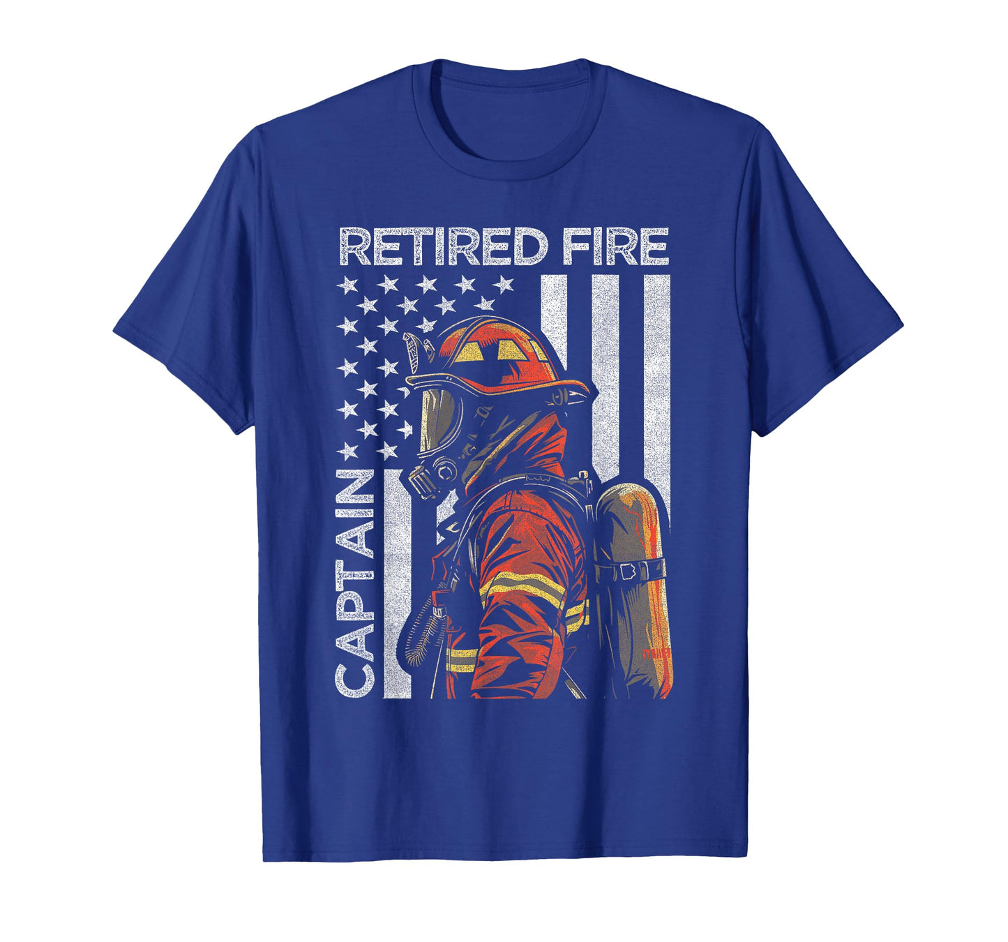 Retired Fire Captain Firefighter Retirement American Flag T-Shirt