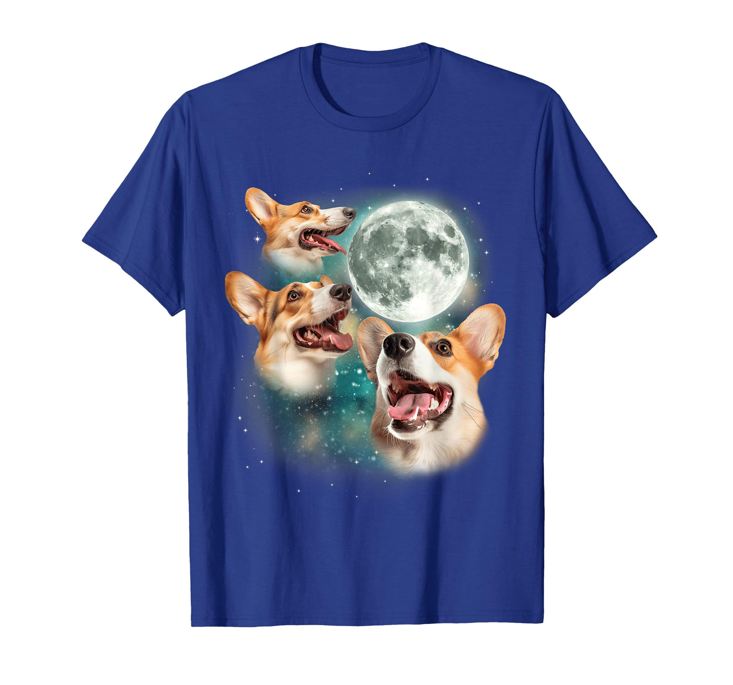 Three Corgi Moon | 3 Cute Corgi Pups Howling Dog Meme Canine Men Women T-Shirt