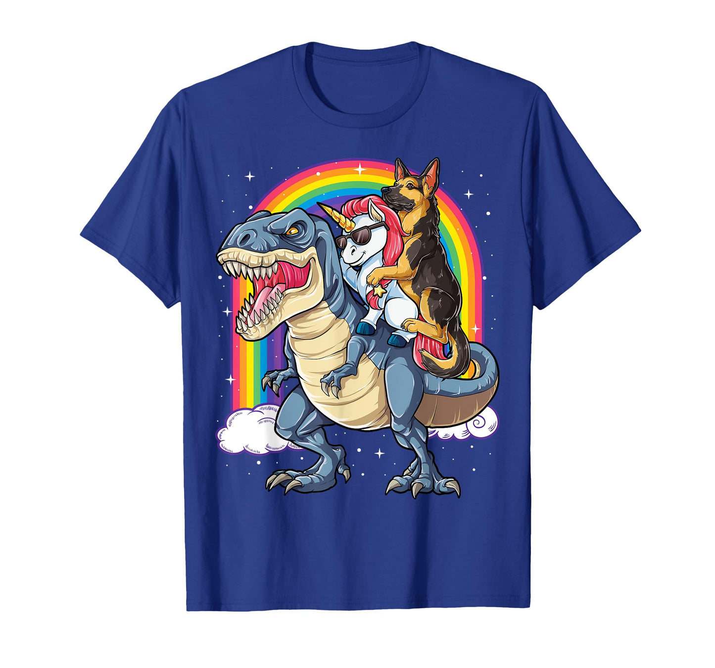 German Shepherd Unicorn Dinosaur T rex T shirt Girls Rainbow T-Shirt