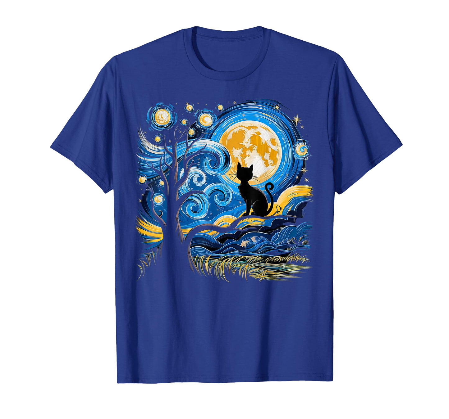 Cat Starry Night Van Gogh Gifts Cat Mom Cat Dad Cat Lover T-Shirt