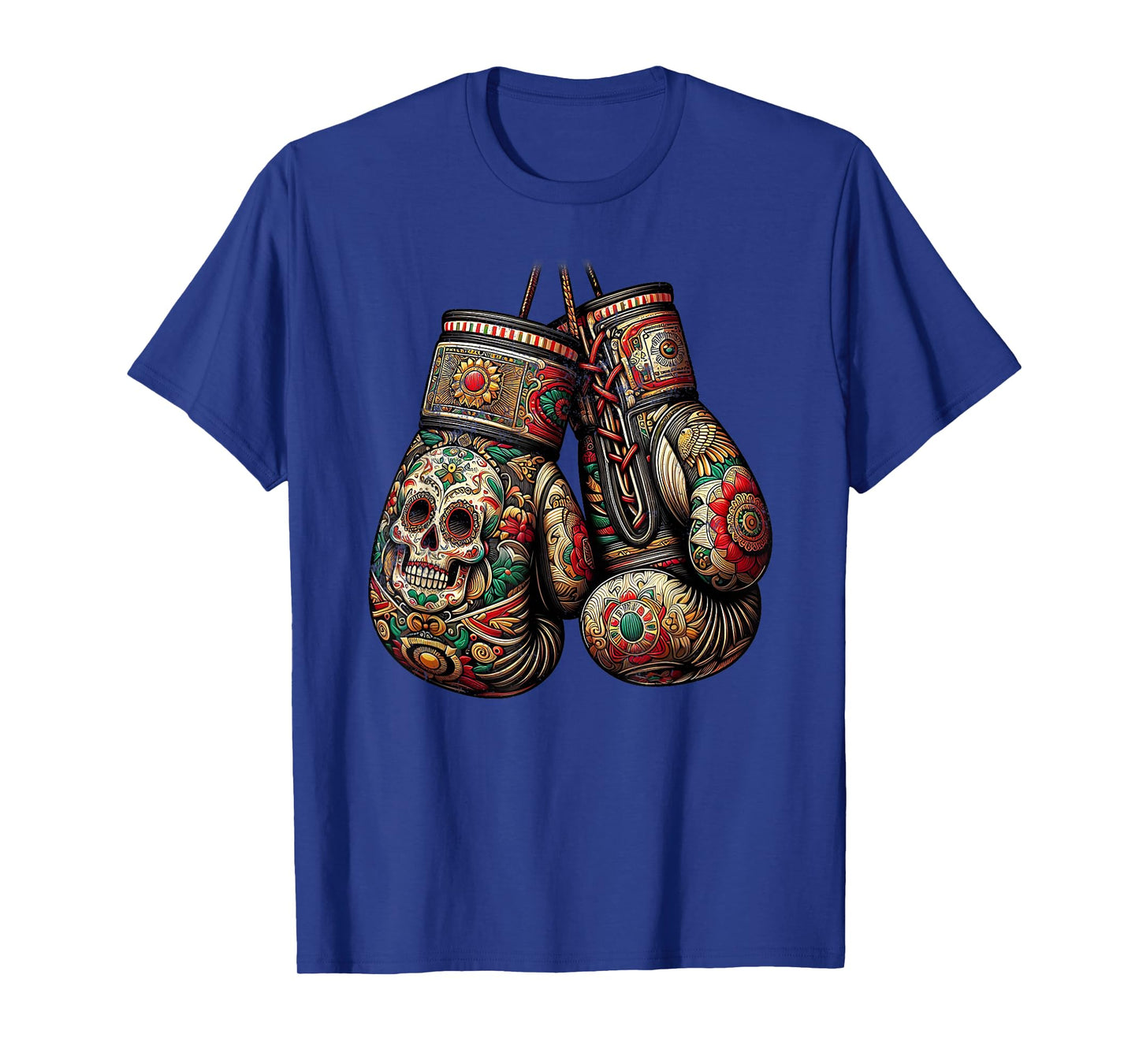 Mexican Vintage Style Boxing Gloves Aztec Mayan Fighter T-Shirt