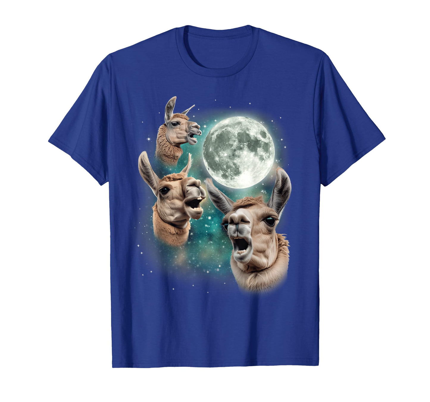 Three Llama Moon | Funny 3 Llama Howling Weird Cursed Meme T-Shirt