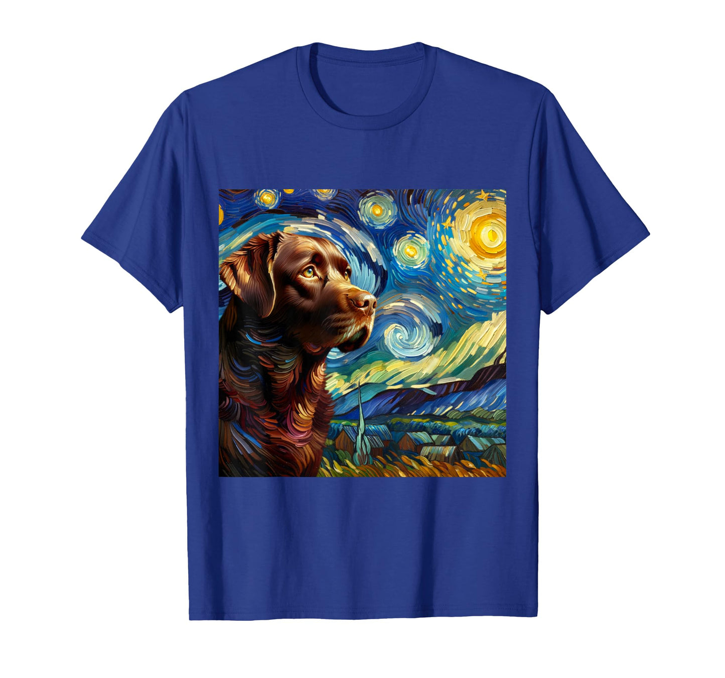 Chocolate Labrador Starry Night Shirt Vincent Van Gogh Lab T-Shirt