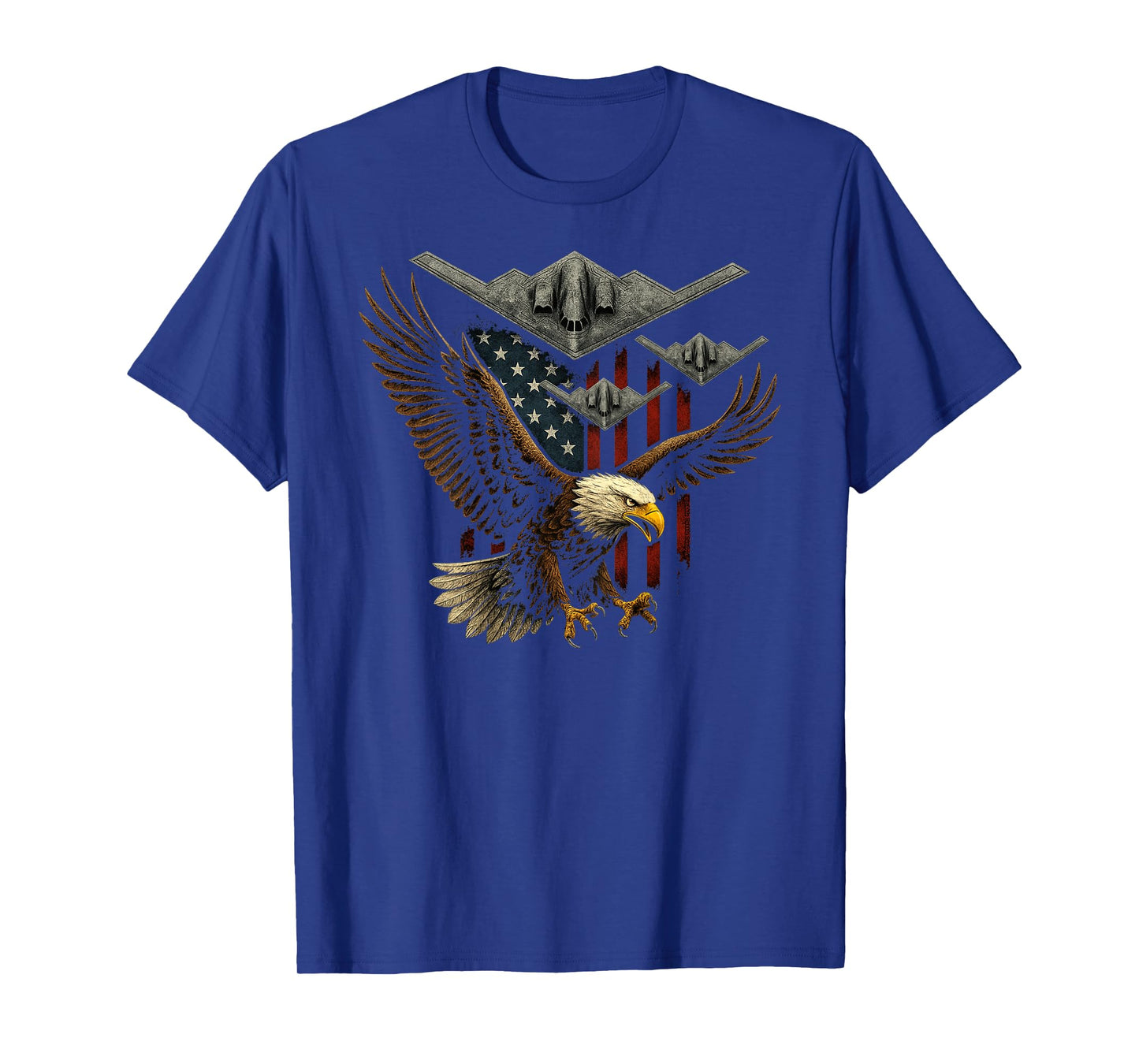 On Back Patriotic Eagle B2 Bombers American Flag 4th of July T-Shirt
