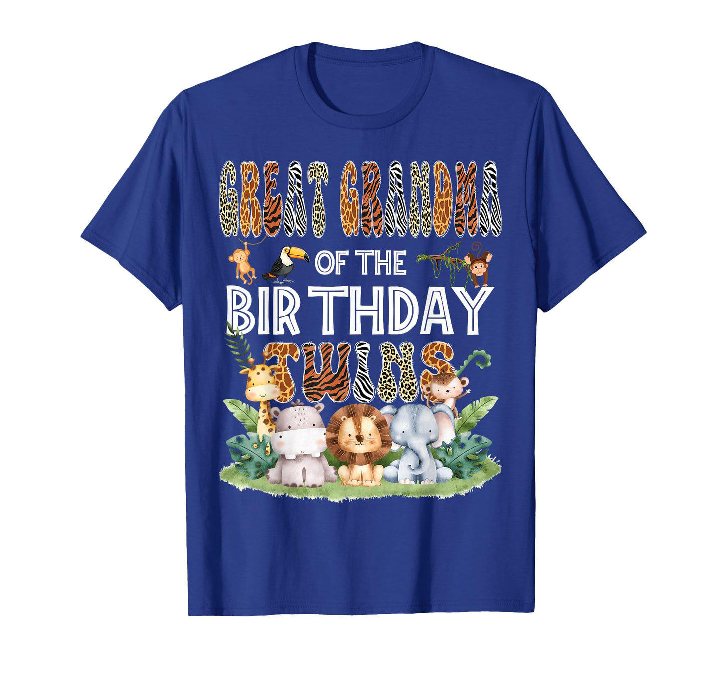 Great Grandma Of The Birthday Twins Safari Jungle Animals T-Shirt
