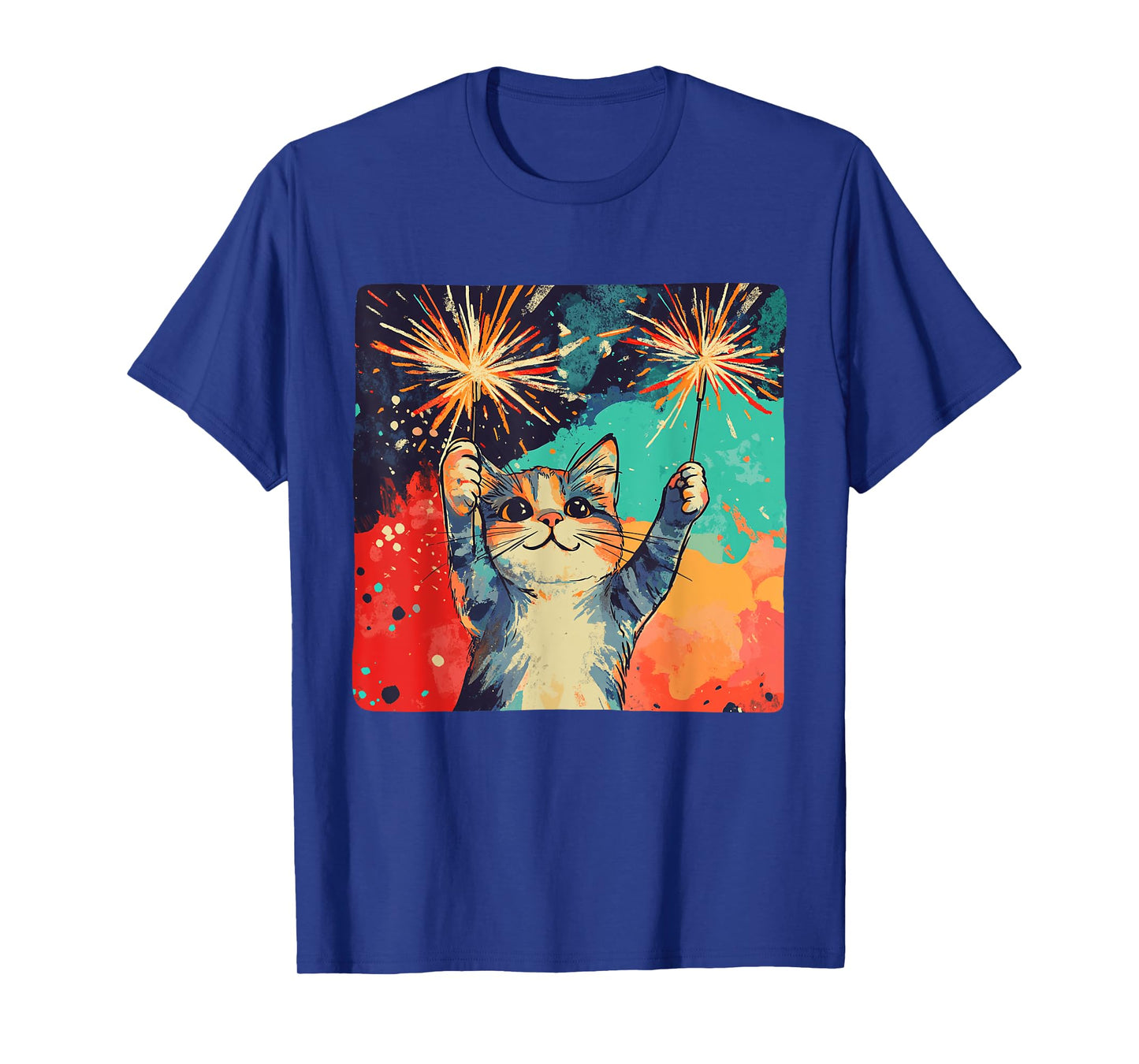 Cute celebrating Cat for Happy New Year Lovers T-Shirt