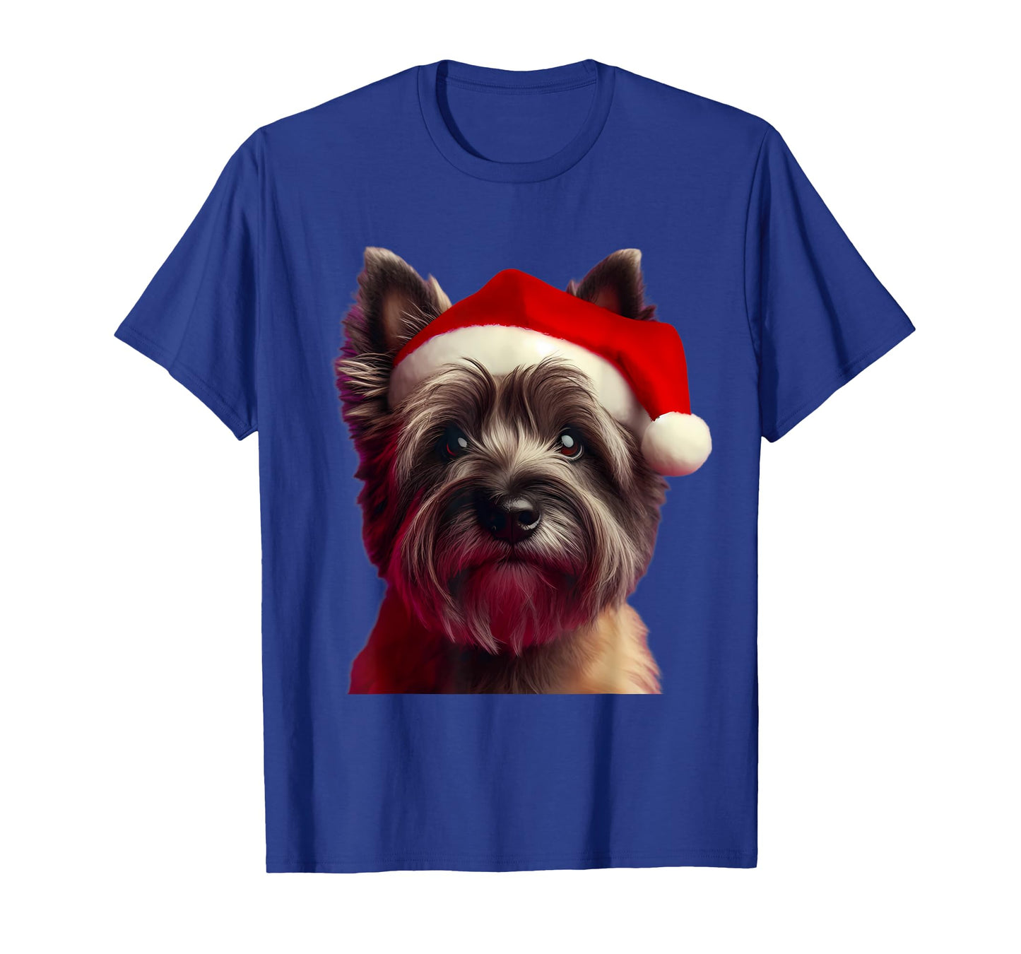Cairn Terrier With Santa Hat Christmas Dog Owner Lover Mom T-Shirt for Men Women Kids