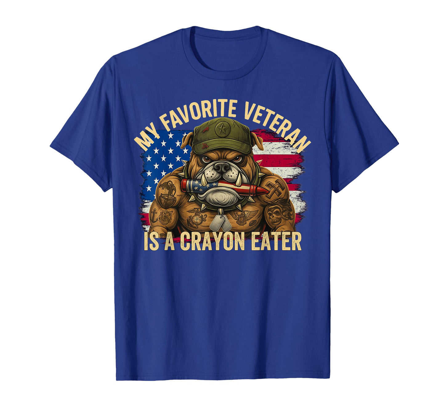 Military Corps Bulldog My Favorite Crayon Eater Veterans Day T-Shirt