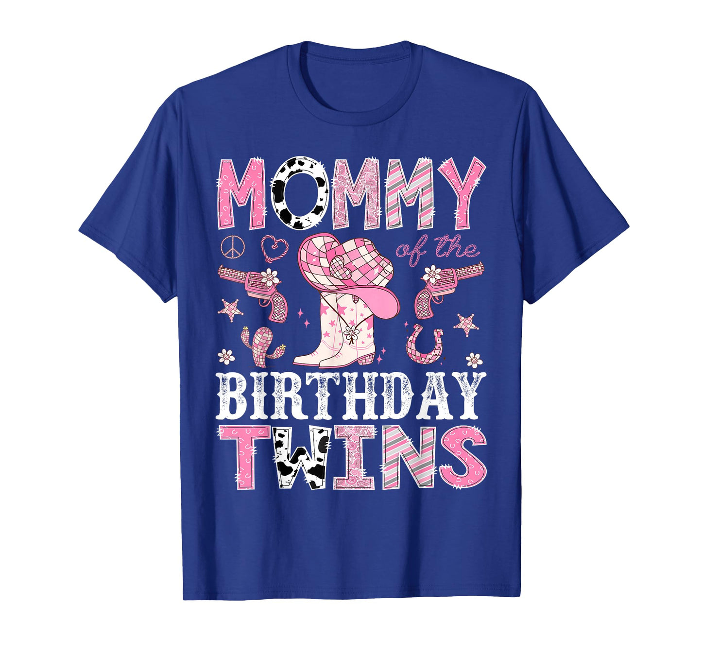 Mommy of The Birthday Twins Pink Rodeo Cowgirl Western T-Shirt