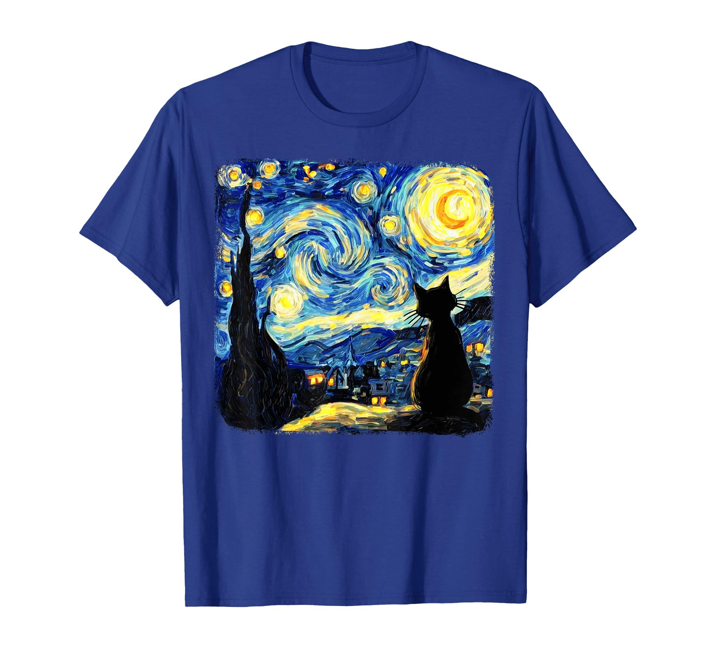 Cat Starry Night Van Gogh Cat Lover Cat Mom Dad Men Women T-Shirt