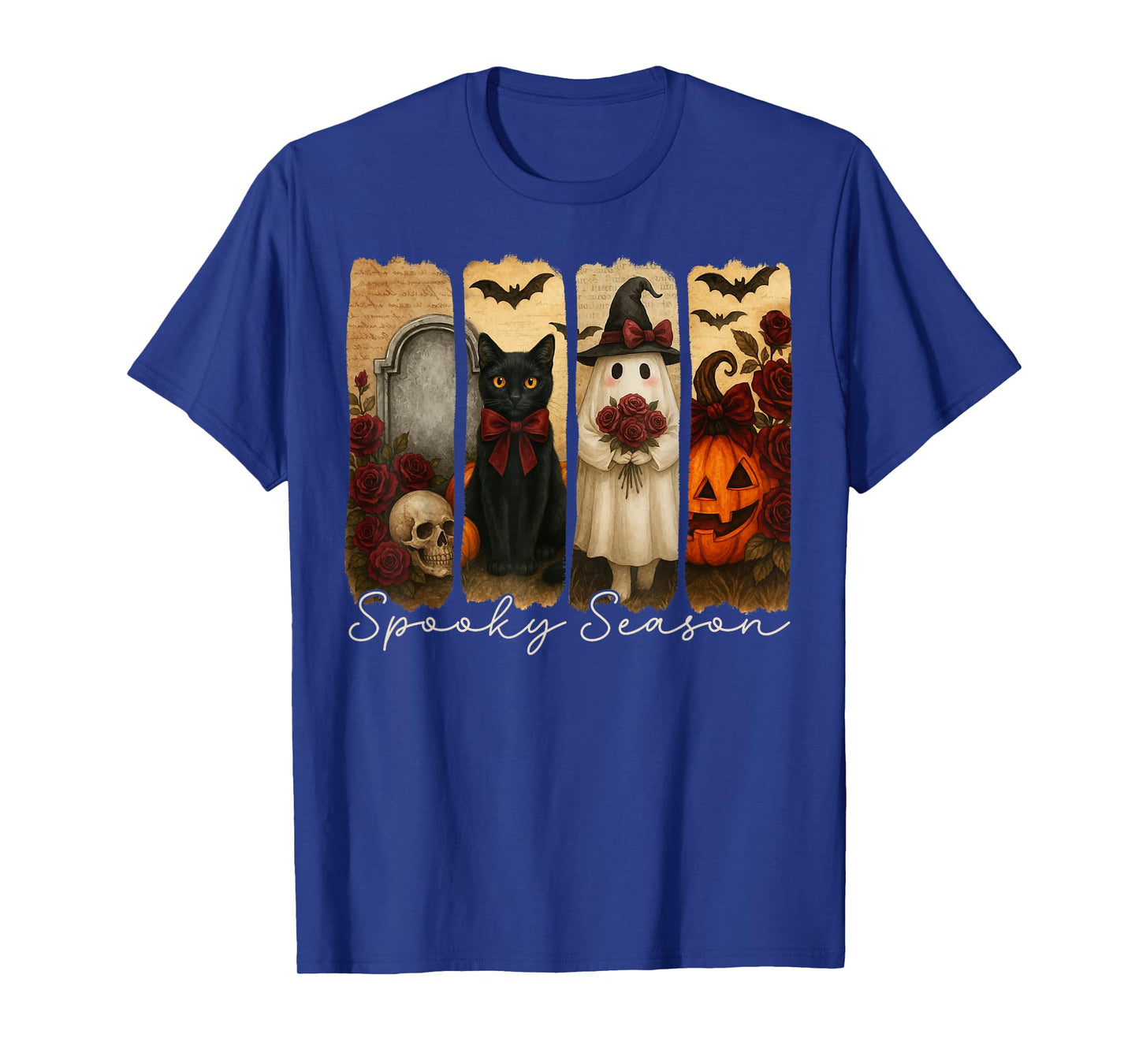 Vintage Black Cat Halloween Tee, Spooky Black Cat And Ghost T-Shirt