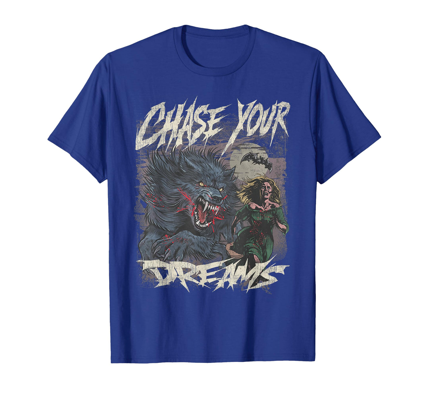 Chase Your Dreams Funny Werewolf Horror Retro Art T-Shirt