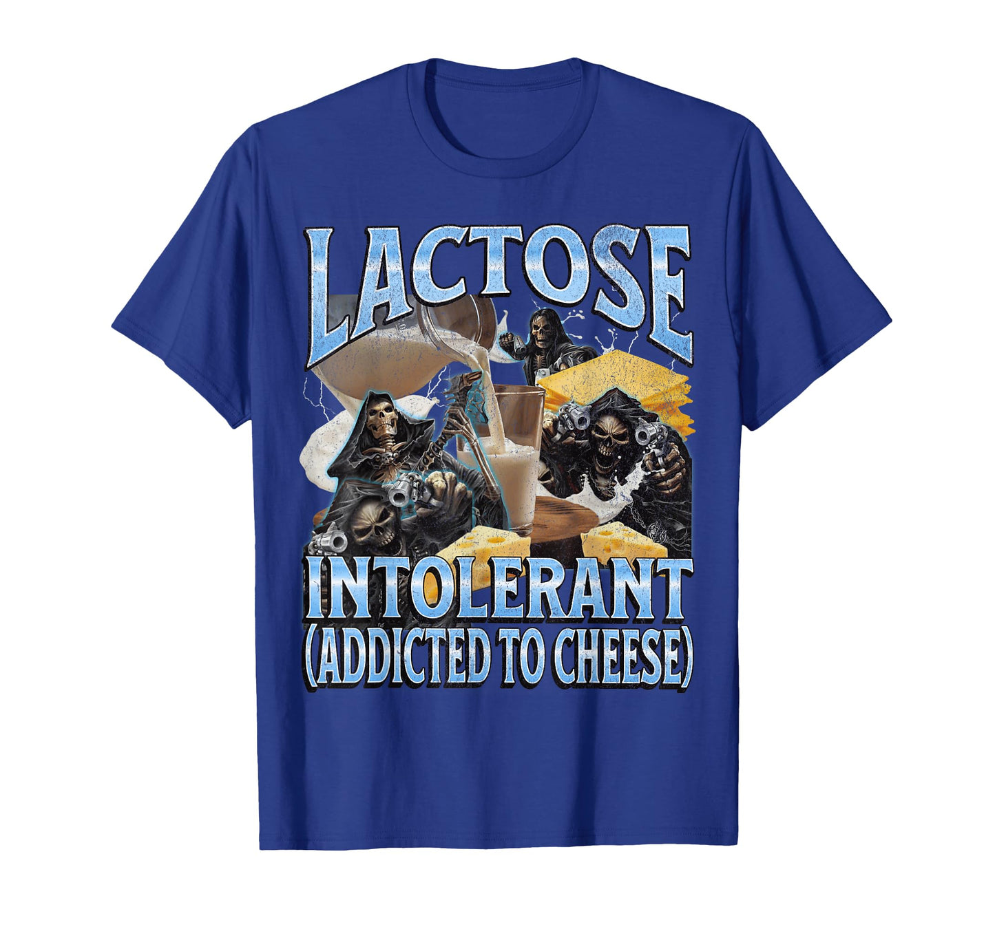 Lactose Intolerant Funny Hard Skeleton Meme Bootleg Graphic T-Shirt