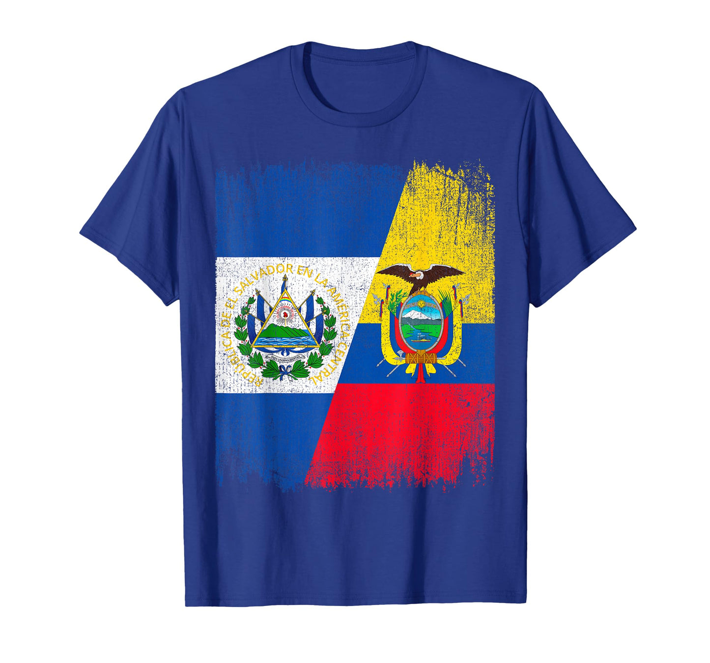 Half El Salvador Ecuador Flag Salvadoran Ecuadorian Roots T-Shirt