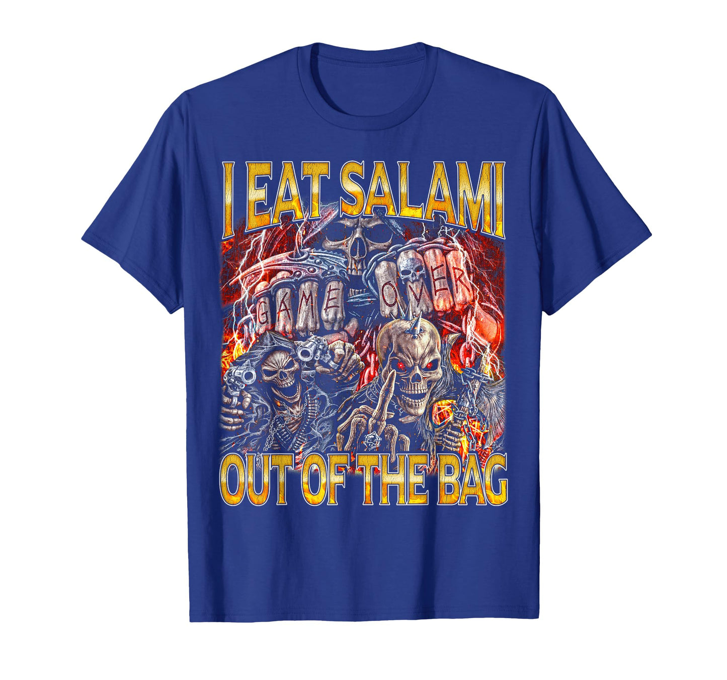 I Eat Salami - Edgy Skeleton Bootleg Hard Skeleton Meme T-Shirt