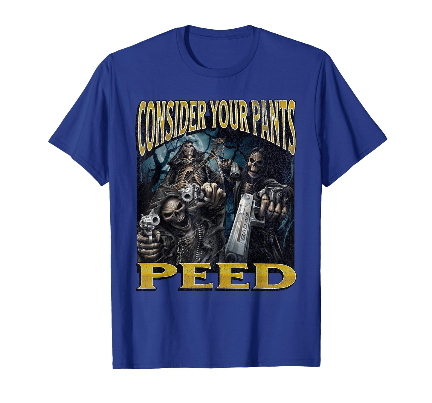 MildlyPerturbed Unisex-Adults Skeleton Meme T-Shirt, Black, X-Small, Short Sleeves