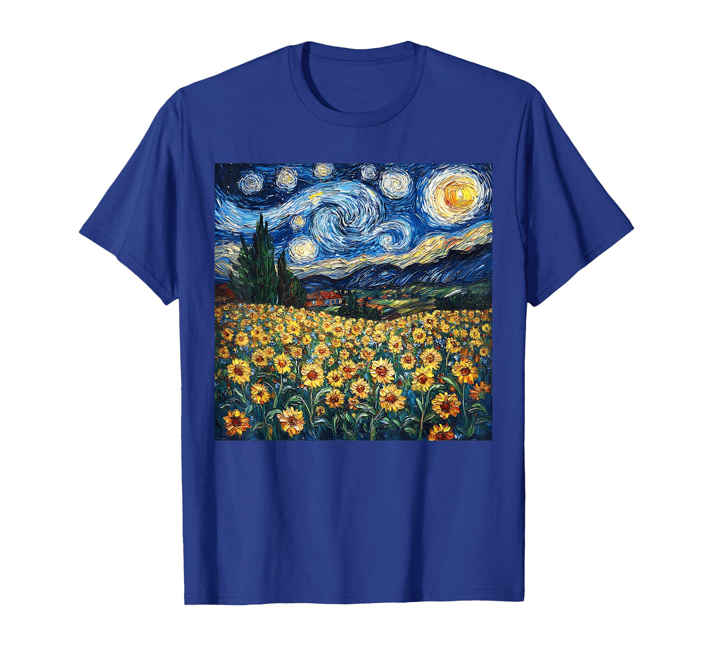 Sunflower Van Gogh Style Starry Night Graphic Floral Flower T-Shirt