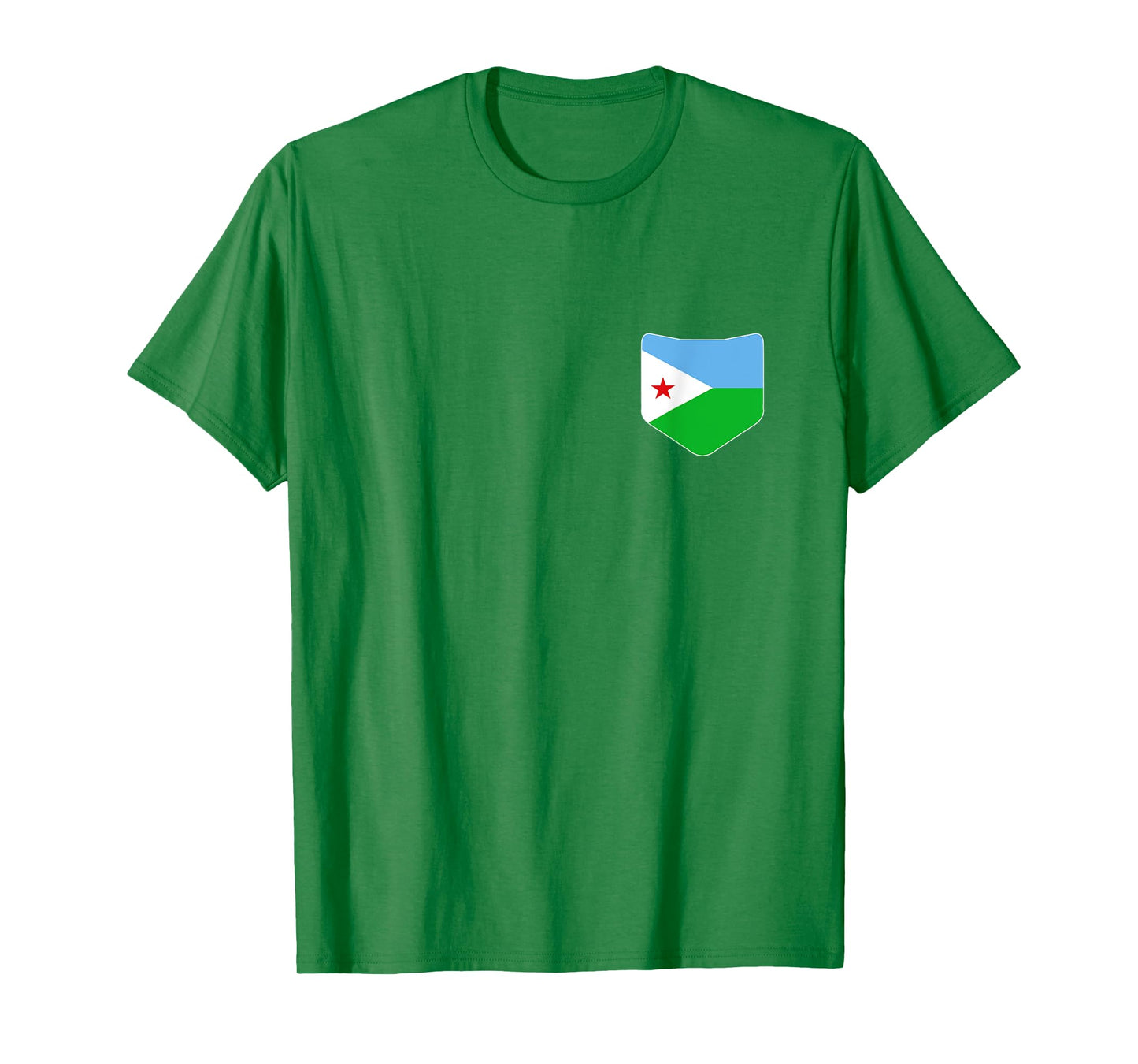 Djibouti Flag T-Shirt with Printed Djibouti Flag Pocket
