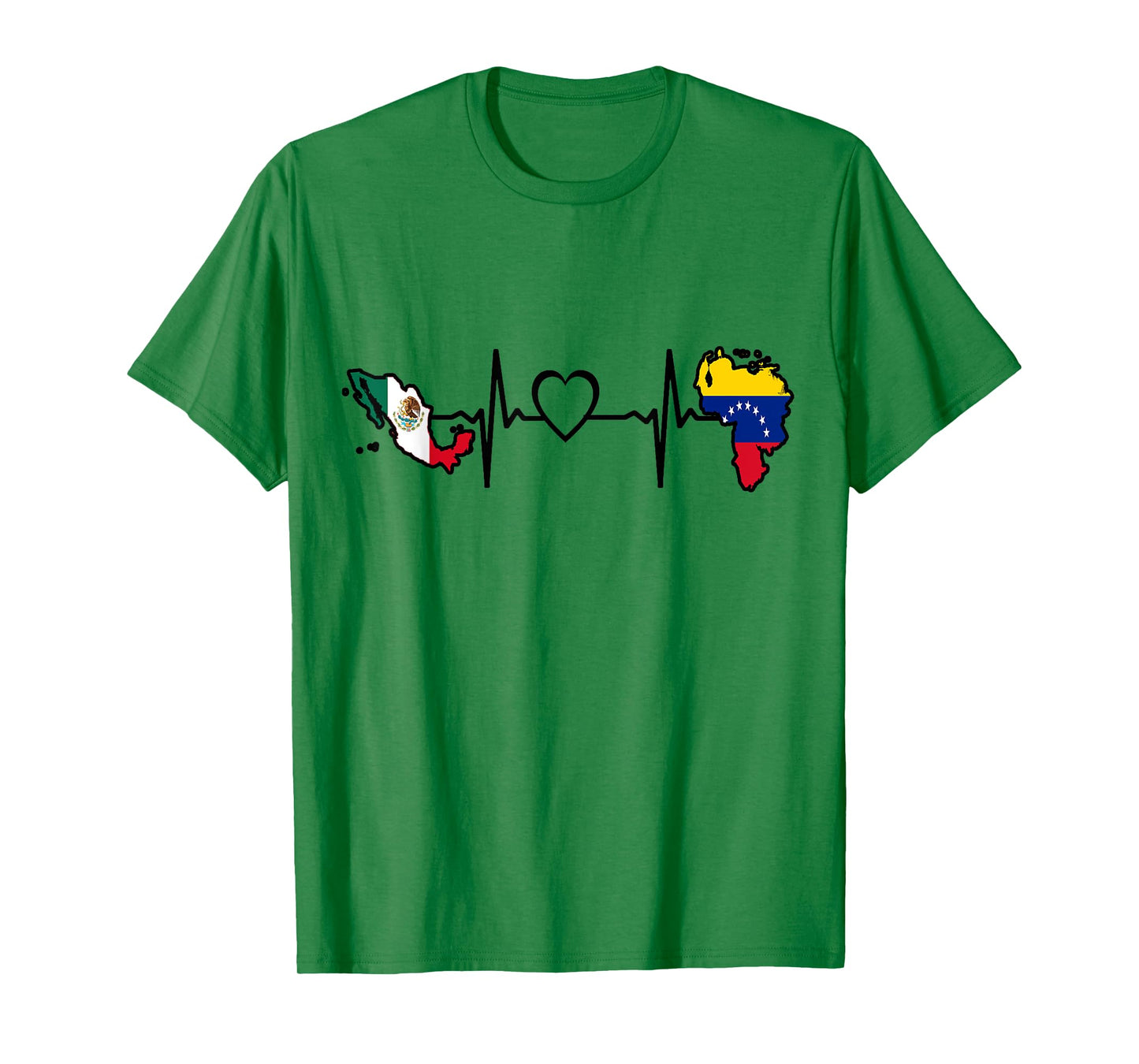 Mexico Venezuela Flag - Mexican Venezuelan HeartBeat T-Shirt