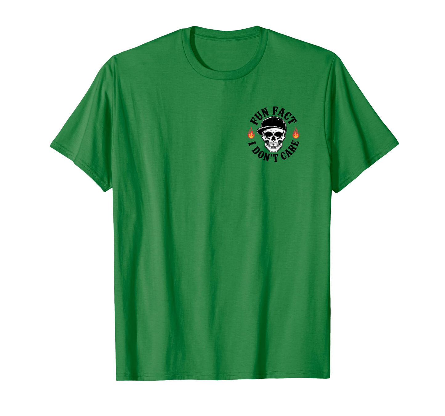 Fun Fact I Don't Care Funny Skeleton Sarcastic Funny 2 Sided T-Shirt