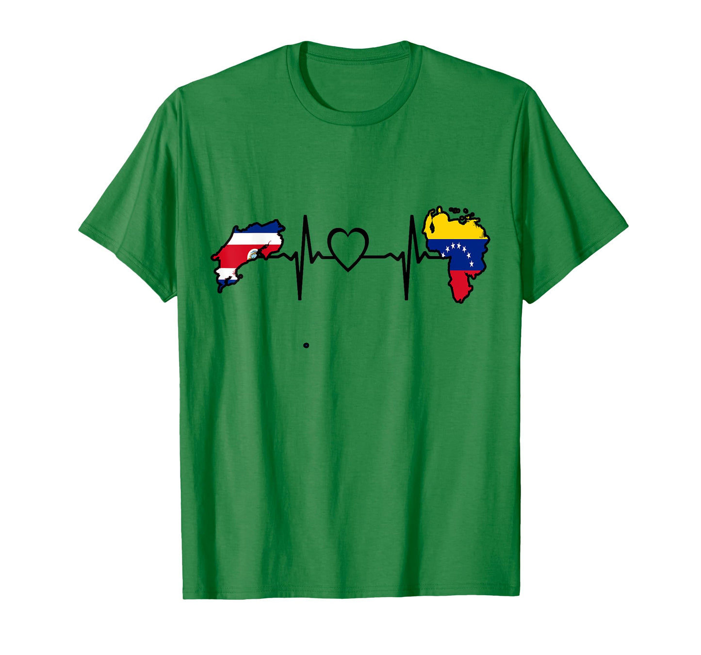 Costa Rica Venezuela Flag Costa Rican Venezuelan Heartbeat T-Shirt