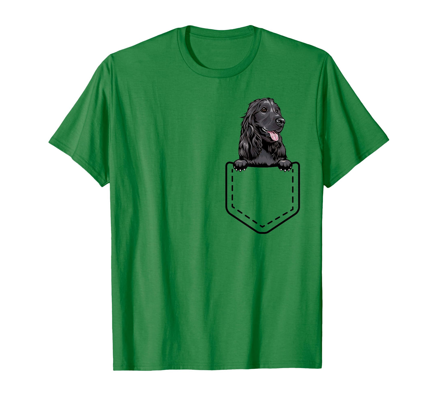 Funny Peeking Black Cocker Spaniel Inside Pocket Dog Owner T-Shirt