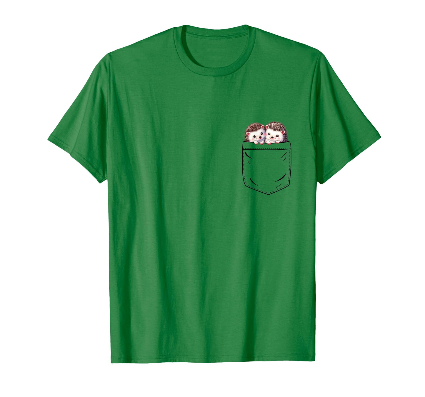 Hedgehog Lovers Cute Funny Hedgehog In Pocket T-Shirt, Small, Grey