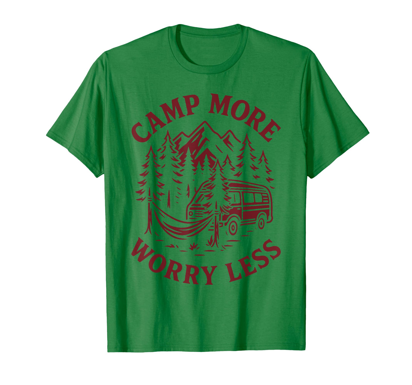 Camp More Worry Less Funny Camping Van T-Shirt