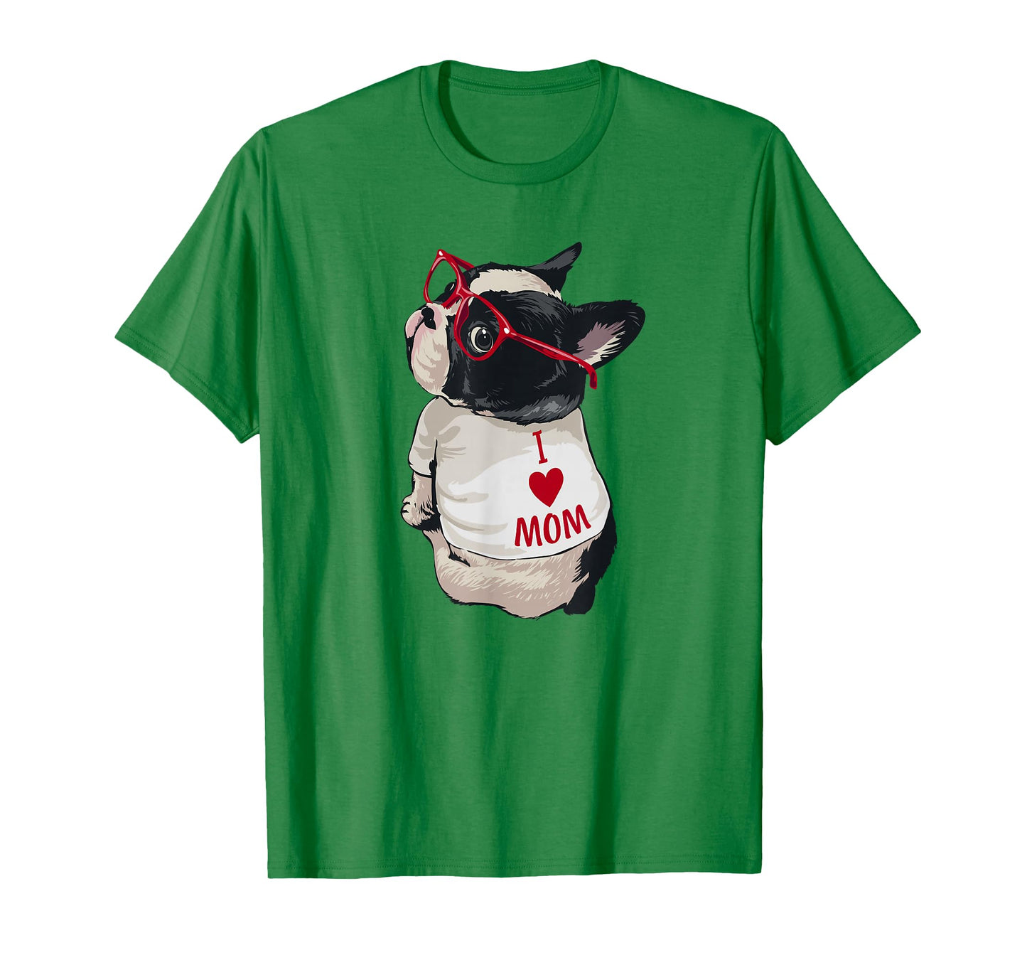 Womens Girls I Heart Mom Love Mama Boston Terrier Dog Lover T-Shirt