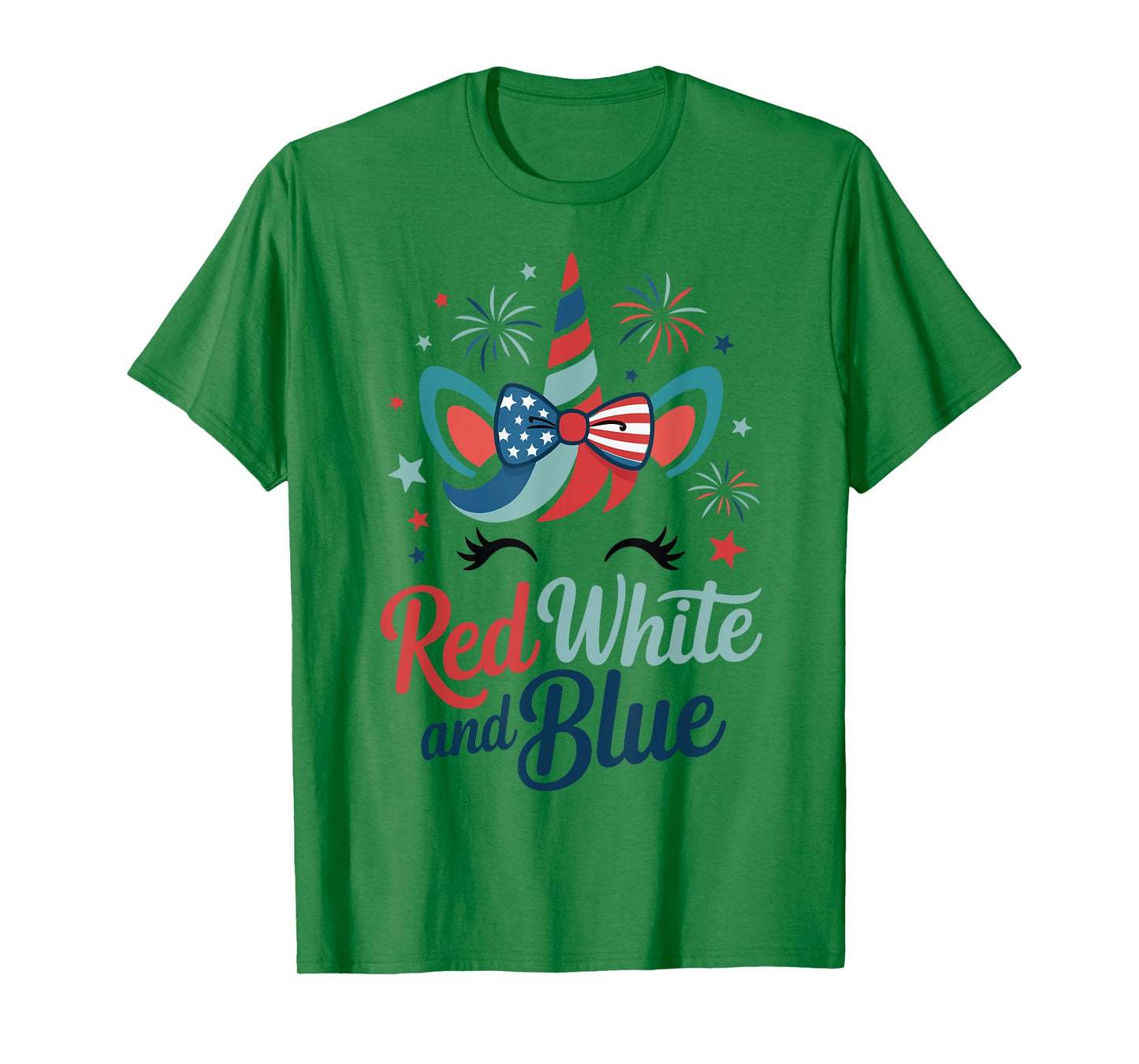 Girl Red White Blue Flag Unicorn 4th July Toddler Patriotic T-Shirt