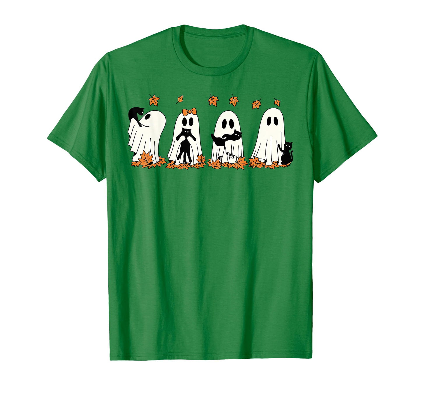 Funny Ghost Black Cat Fall Halloween Thanksgiving Cat Lover T-Shirt