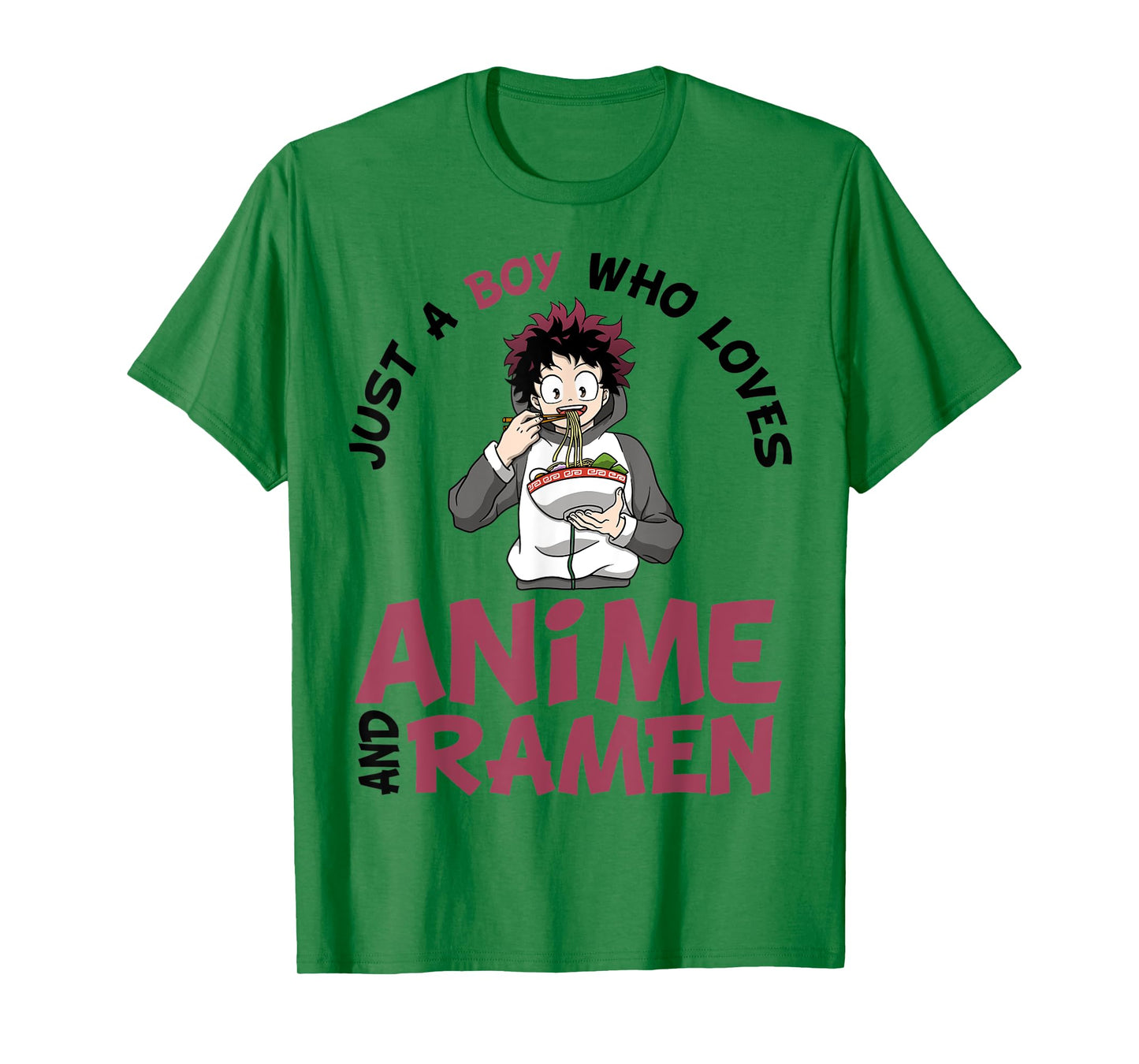 Just a Boy Who Loves Anime and Ramen Men Teen Boys T-Shirt