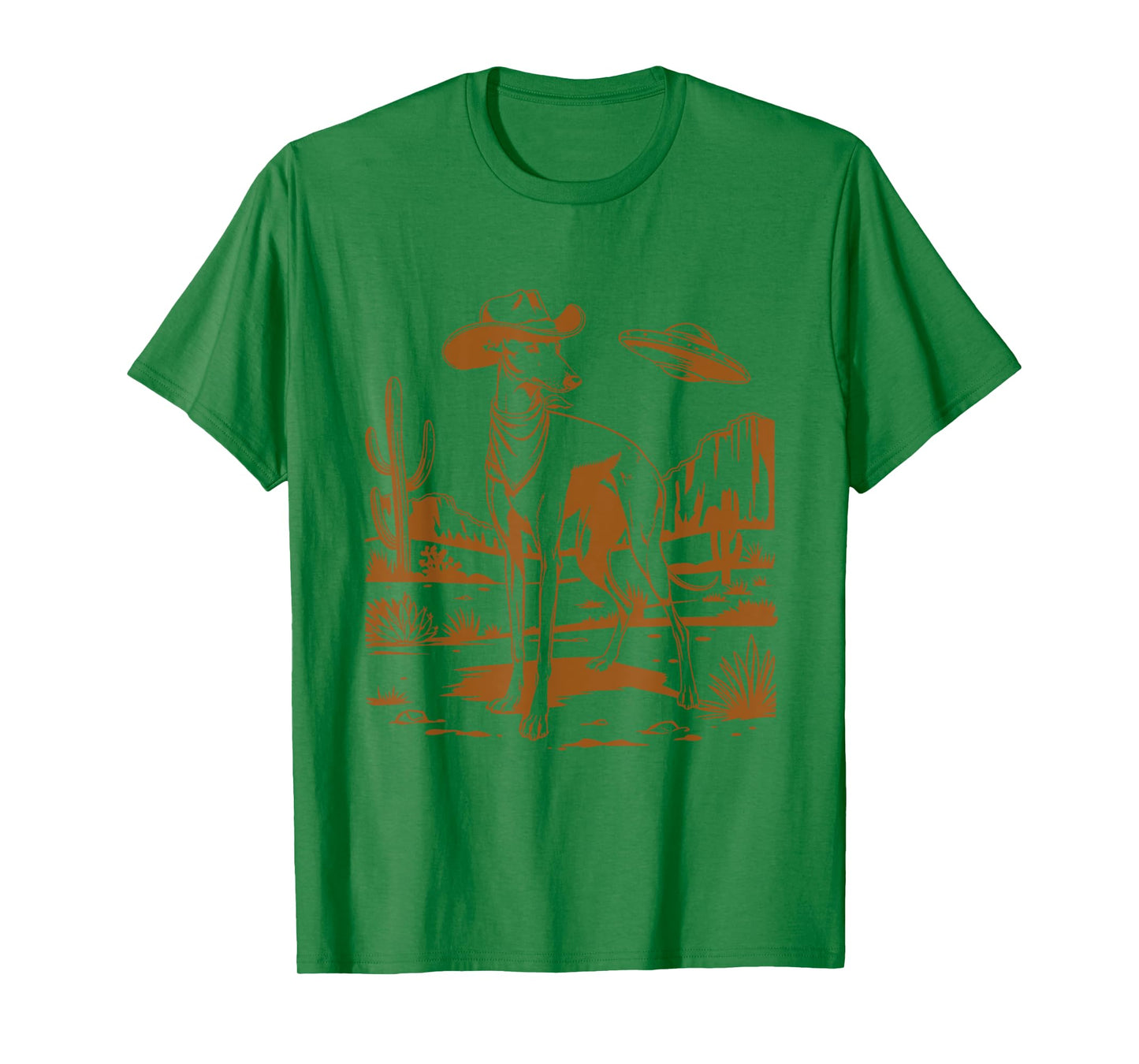 UFO Greyhound Western Alien Vintage 90s Whippet Cowboy Dog T-Shirt