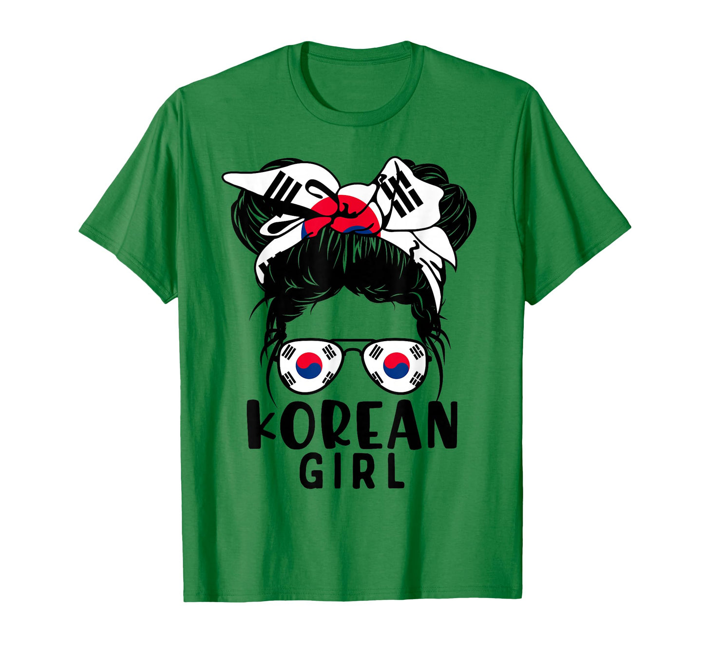 Korean Girl Messy Hair Korea Pride Patriotic Womens Kids T-Shirt