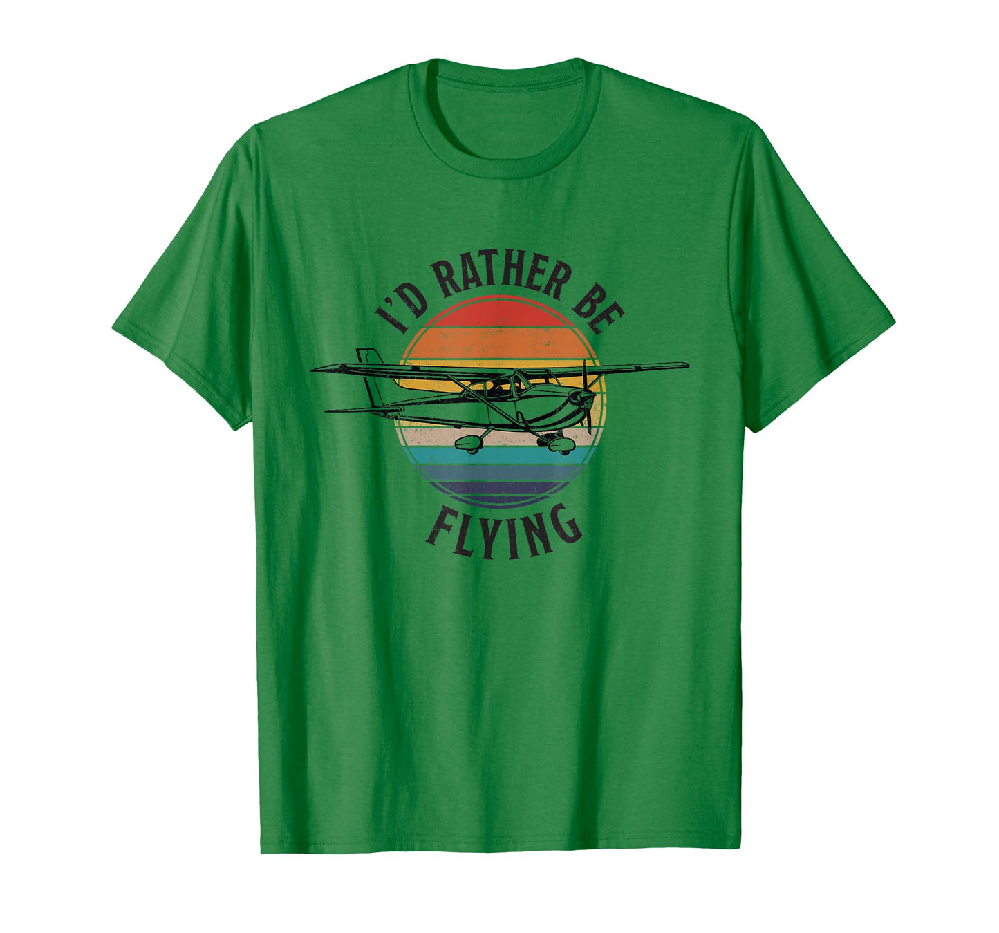 The Avid Aviator Cafe Vintage I'd Rather Be Flying C172 Airplane Cool Pilot Grey T-Shirt