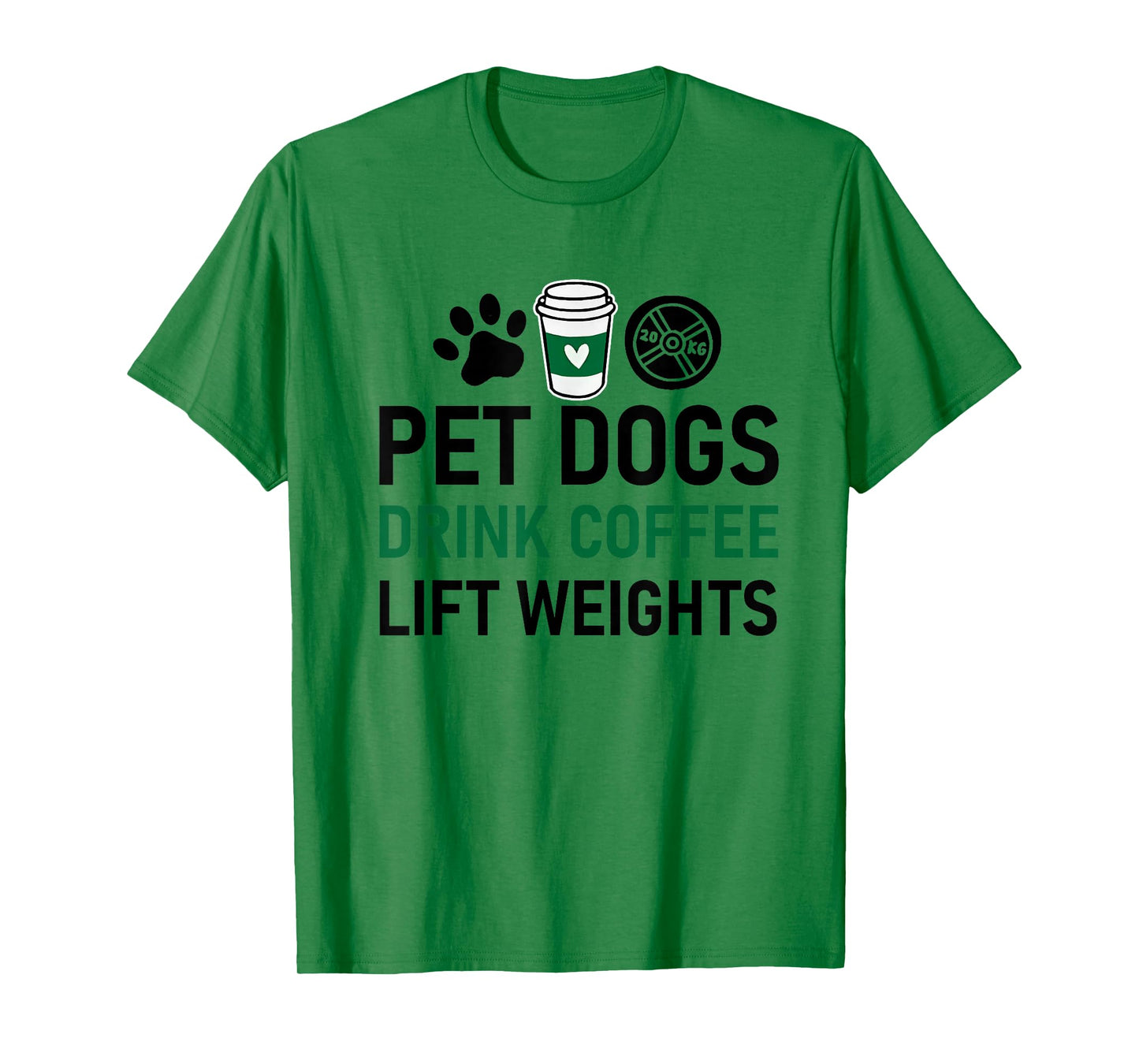 Pet Dogs Drink Coffee Lift Weights Funny Gym Workout T-Shirt