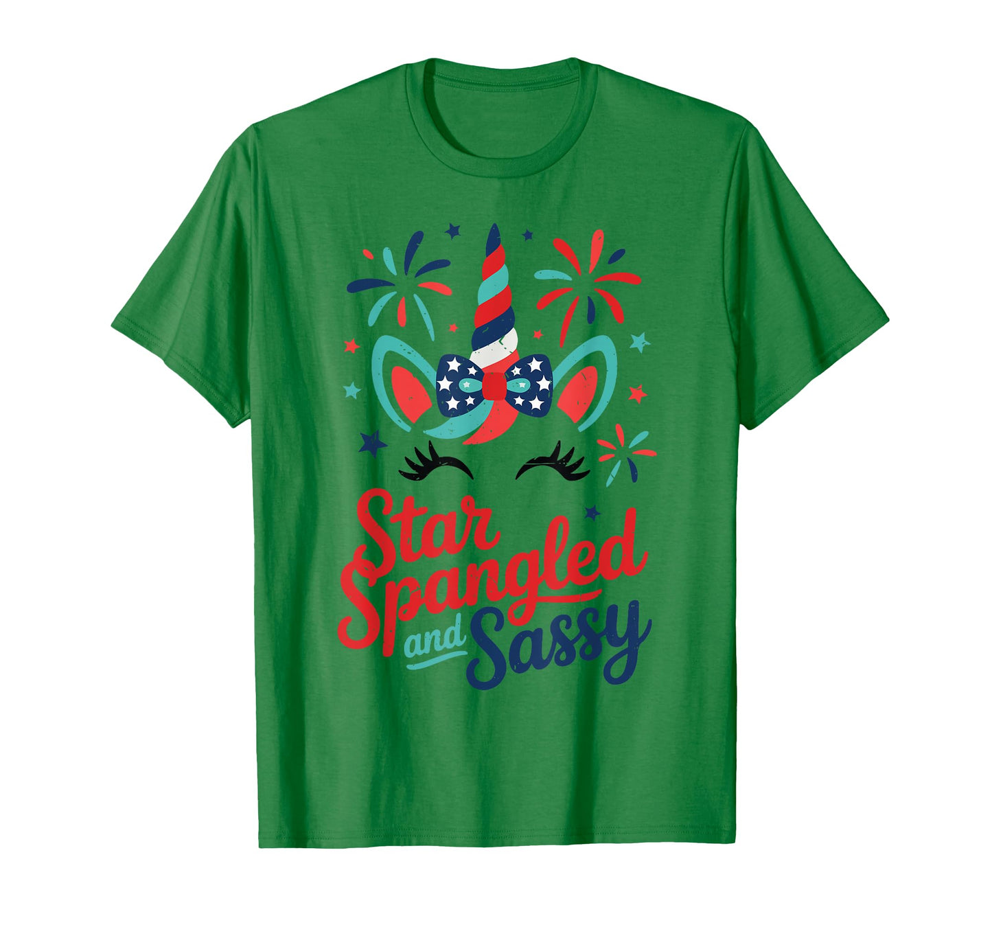 Toddler Star Spangled Sassy Unicorn 4th July Girl Patriotic T-Shirt