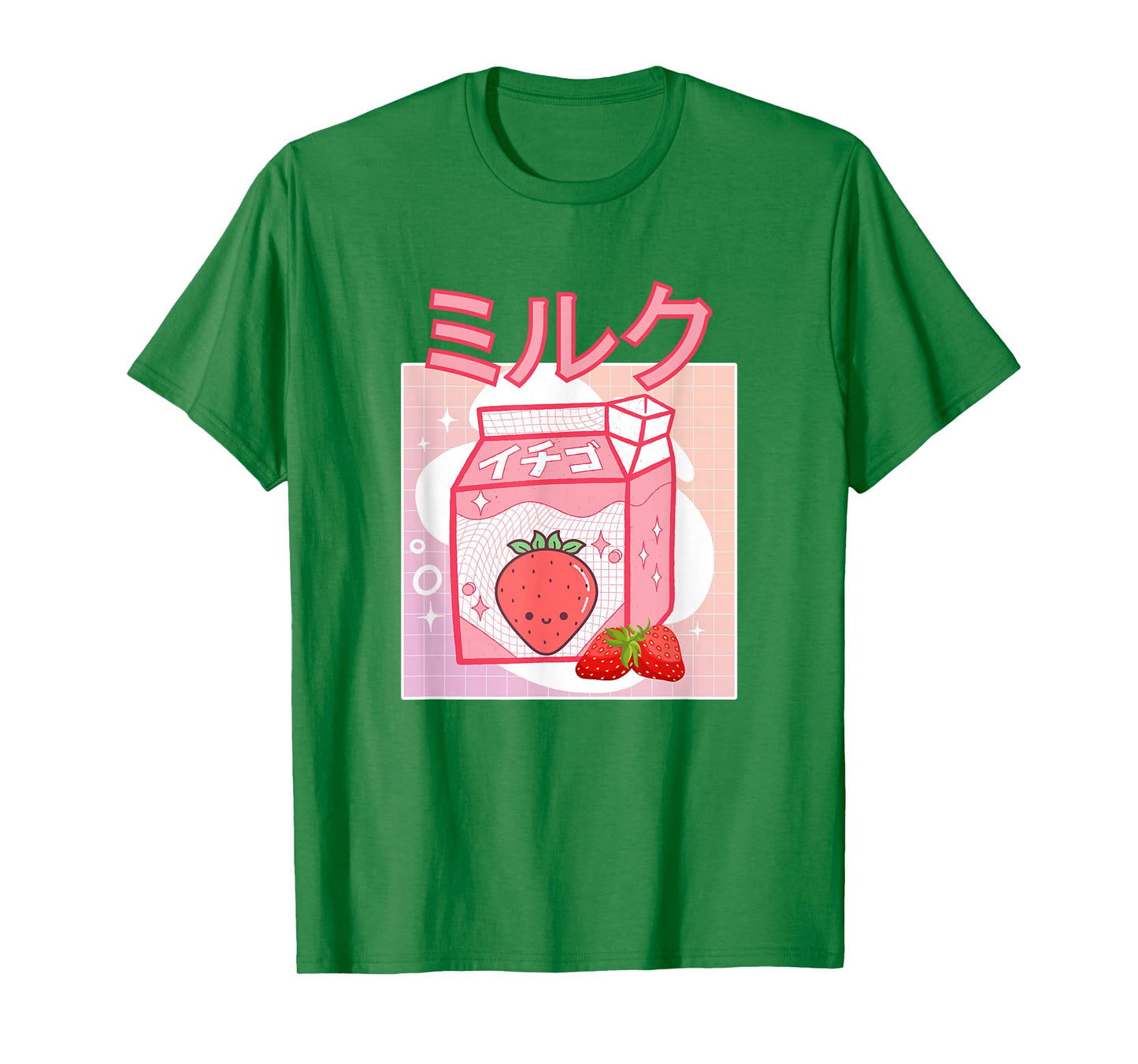 Cute Pink Strawberry Milk Japanese Kawaii Retro 90s Anime T-Shirt
