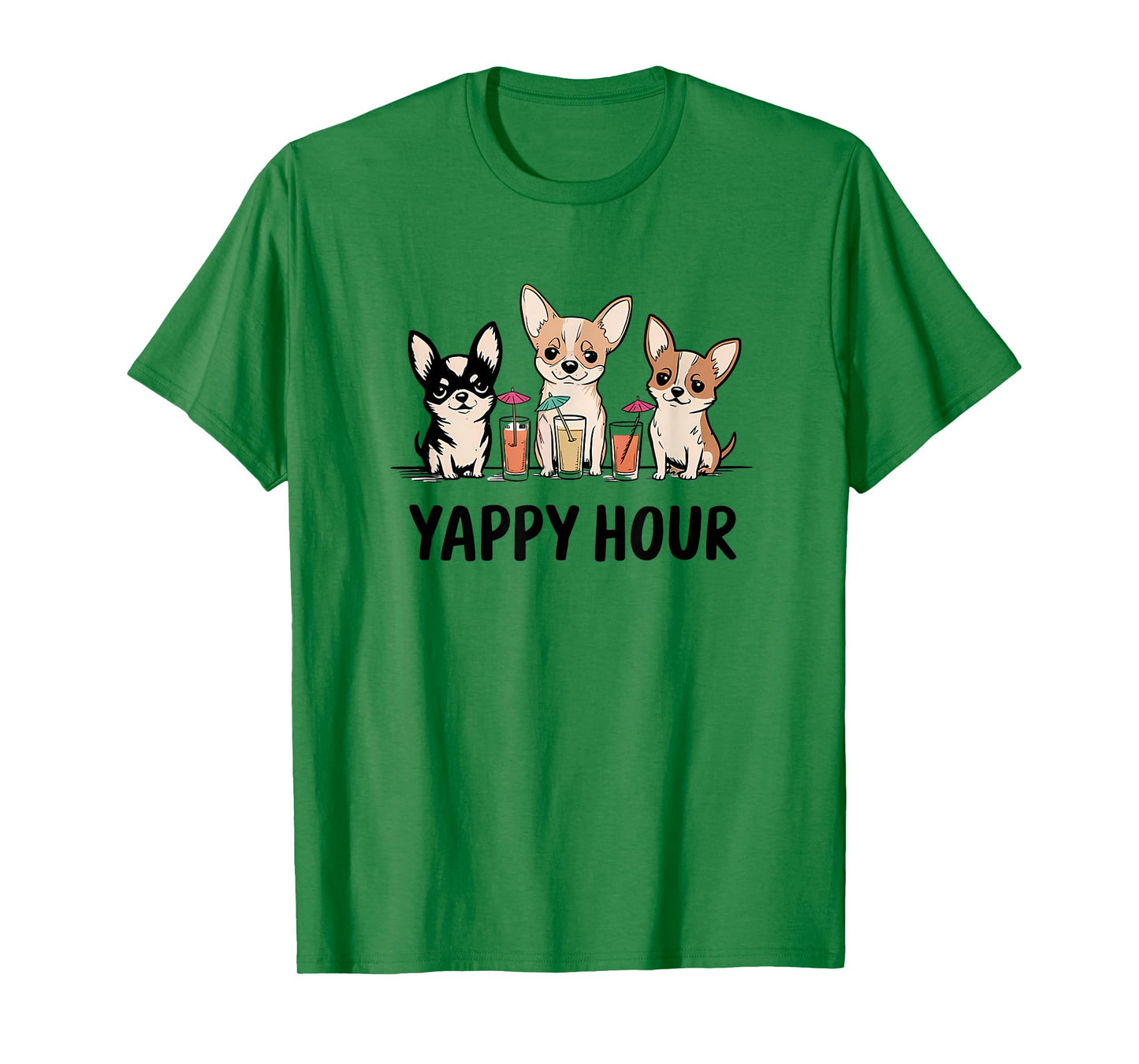 Yappy Hour Chihuahua Cocktail Dog Mom/Dad Funny Gift Design T-Shirt for Men Women
