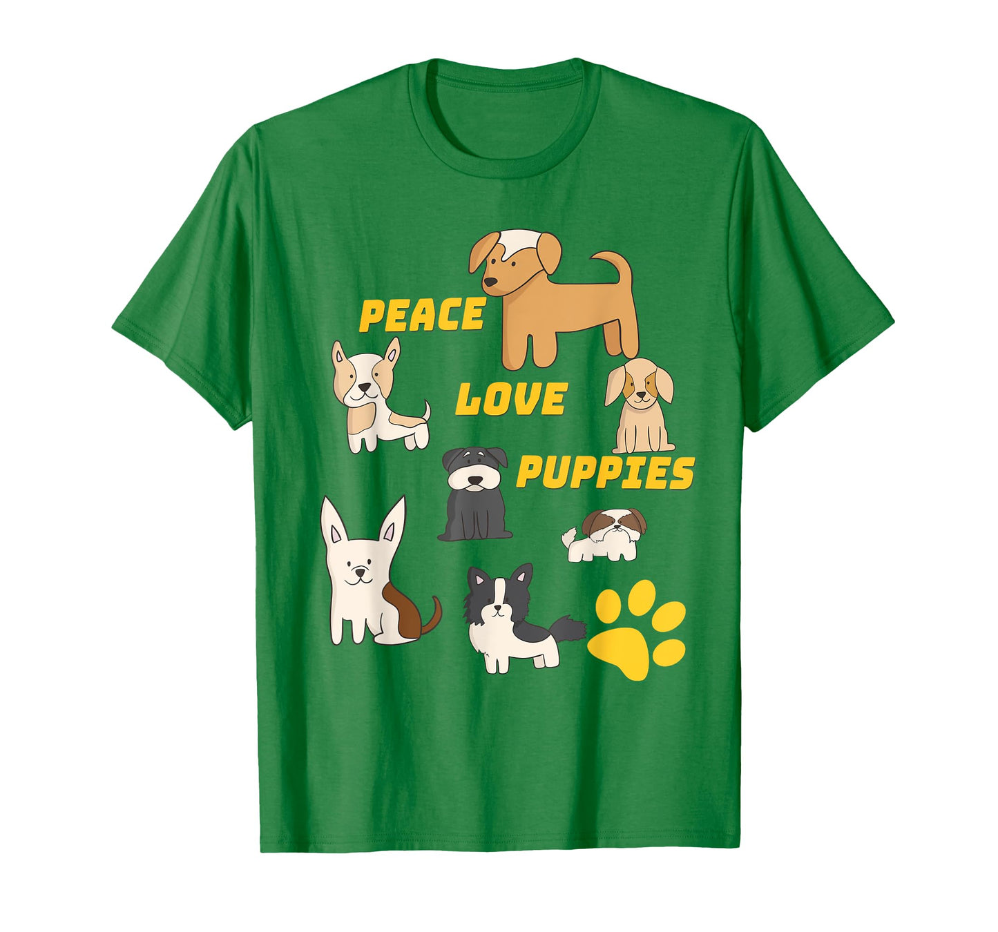 Peace Love Puppies Paw Print T Shirt