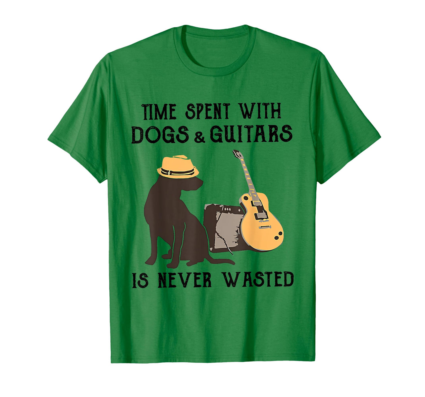 Time Spent With Dog And Guitars Is Never Wasted Saying T-Shirt for Men Women Girls Kids