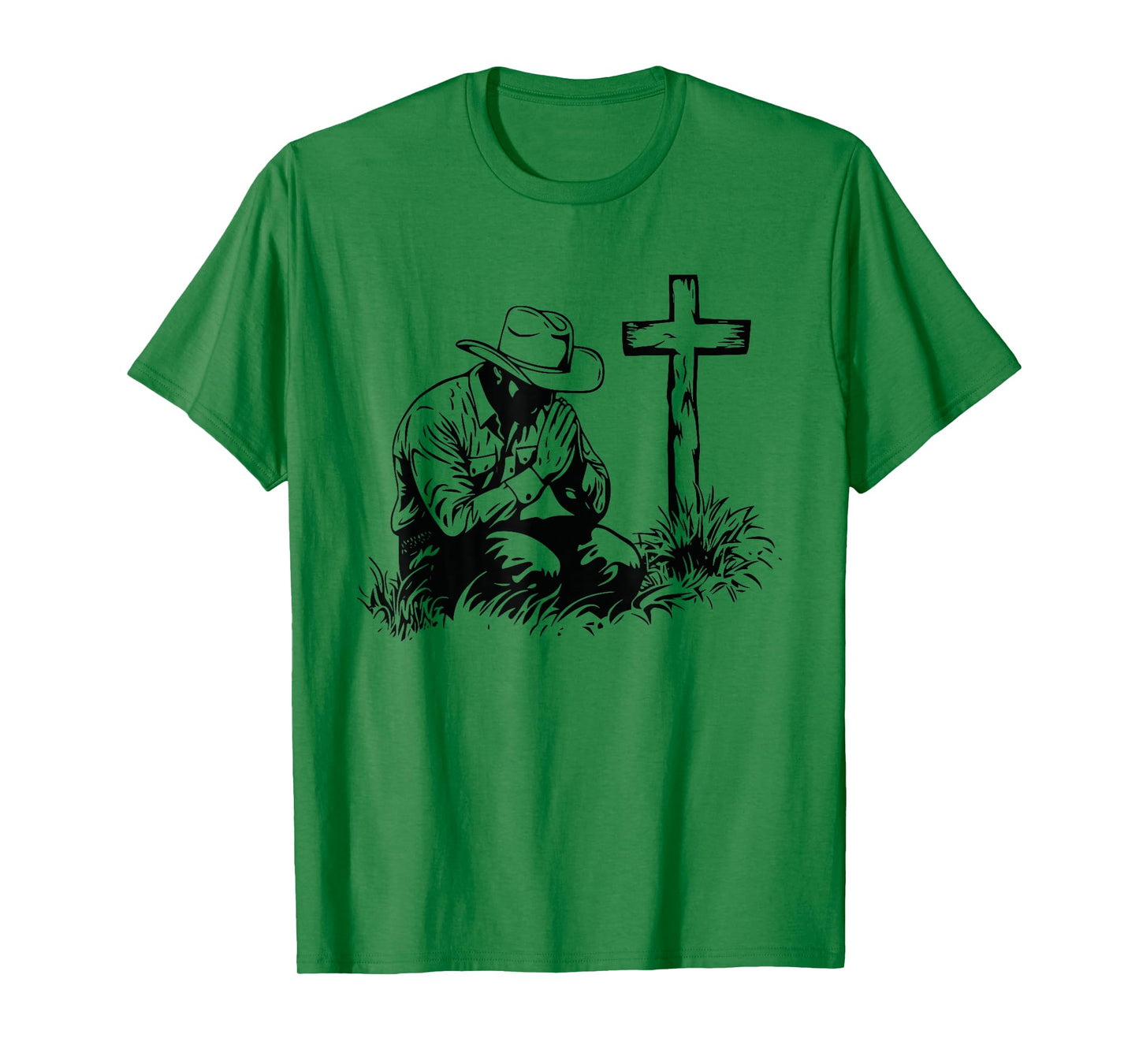 Praying Cowboy Kneeling Cross Western Bible Jesus Horse T-Shirt