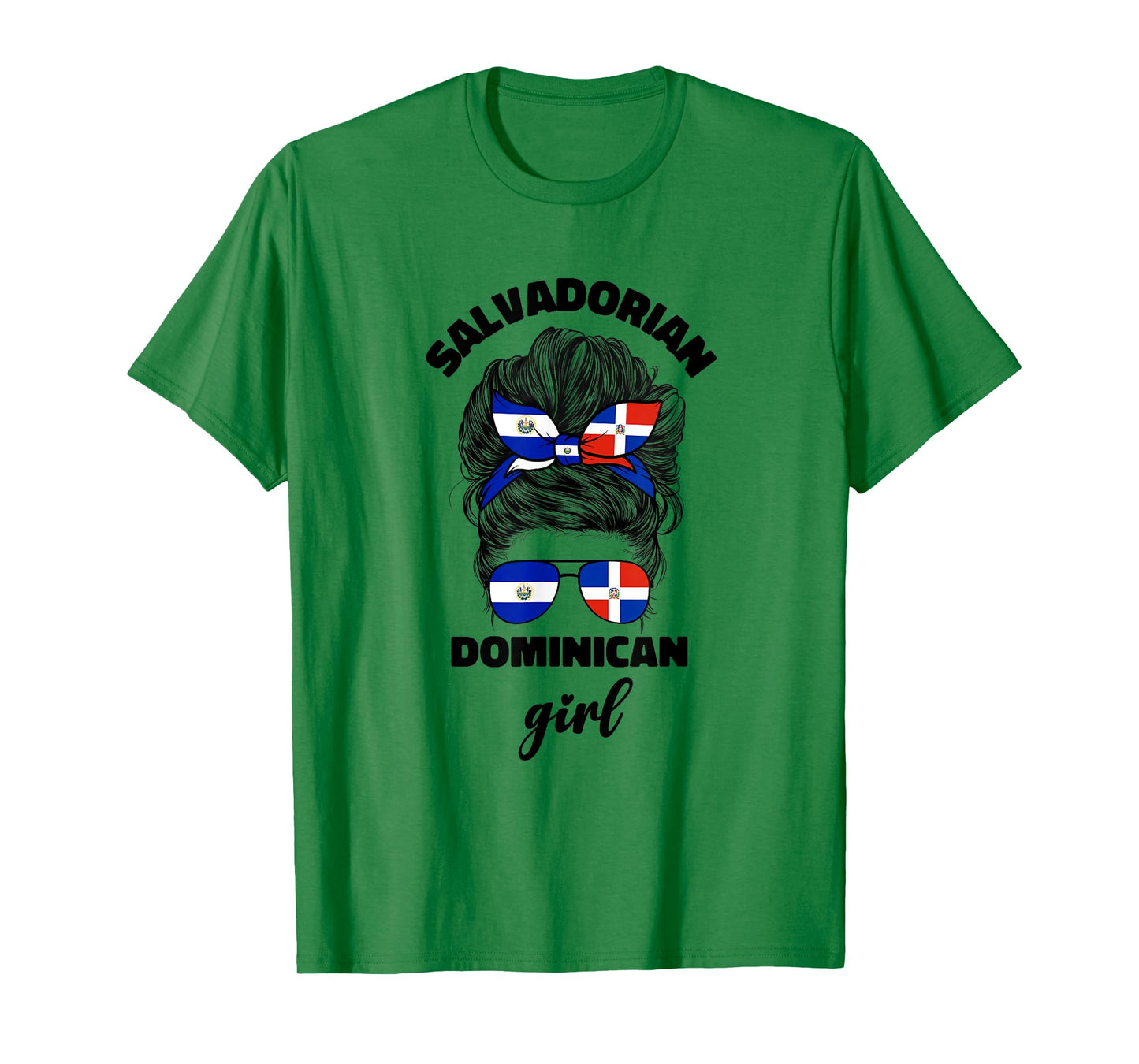 Half Dominican And Salvadorian El Salvador Flag Girl Women T-Shirt