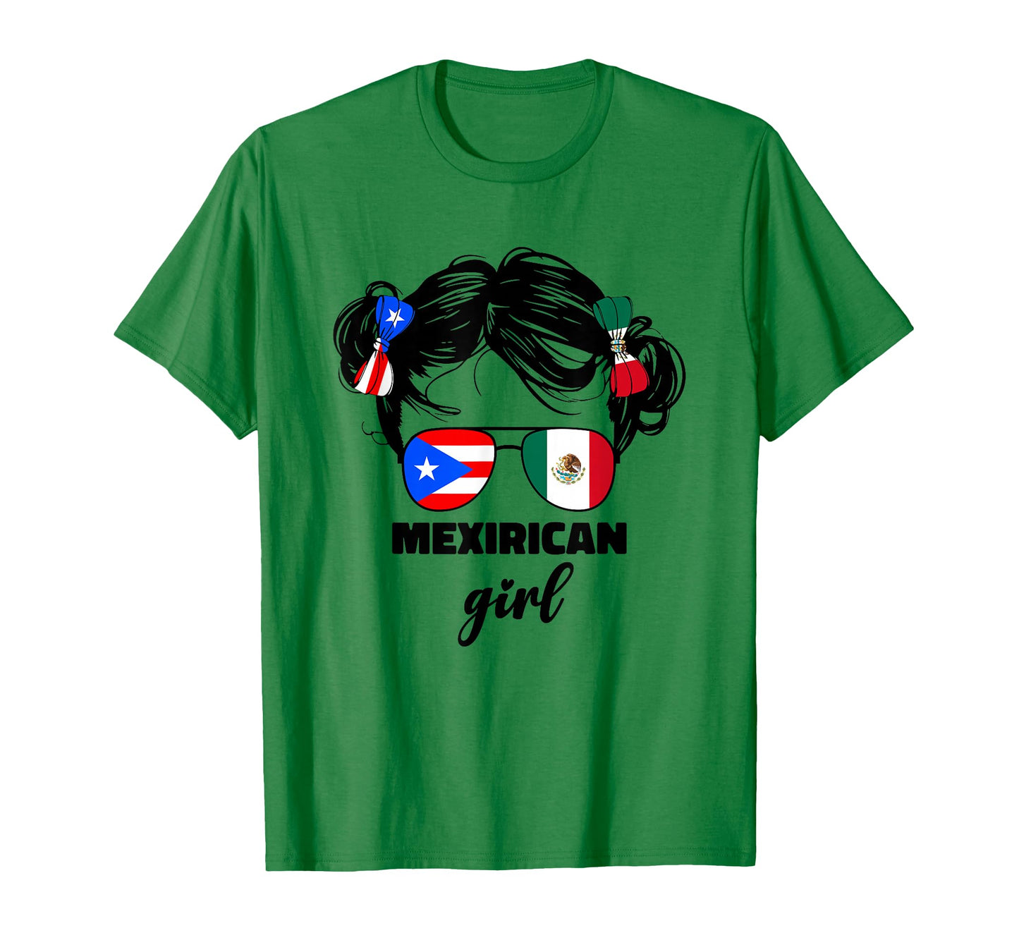 Mexirican Girl Kids Half Mexican And Puerto Rican Rico Flag T-Shirt