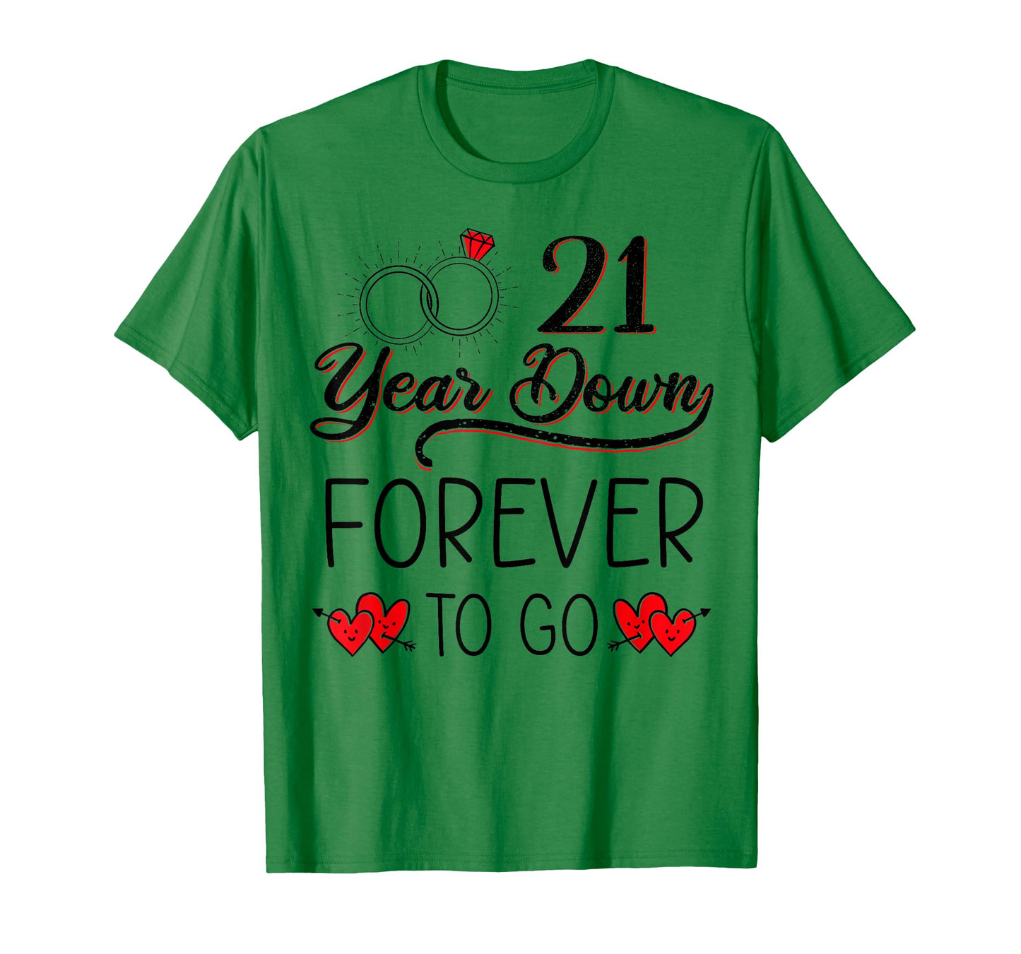 21 Years Down Forever To Go 21st Wedding Anniversary Couple T-Shirt