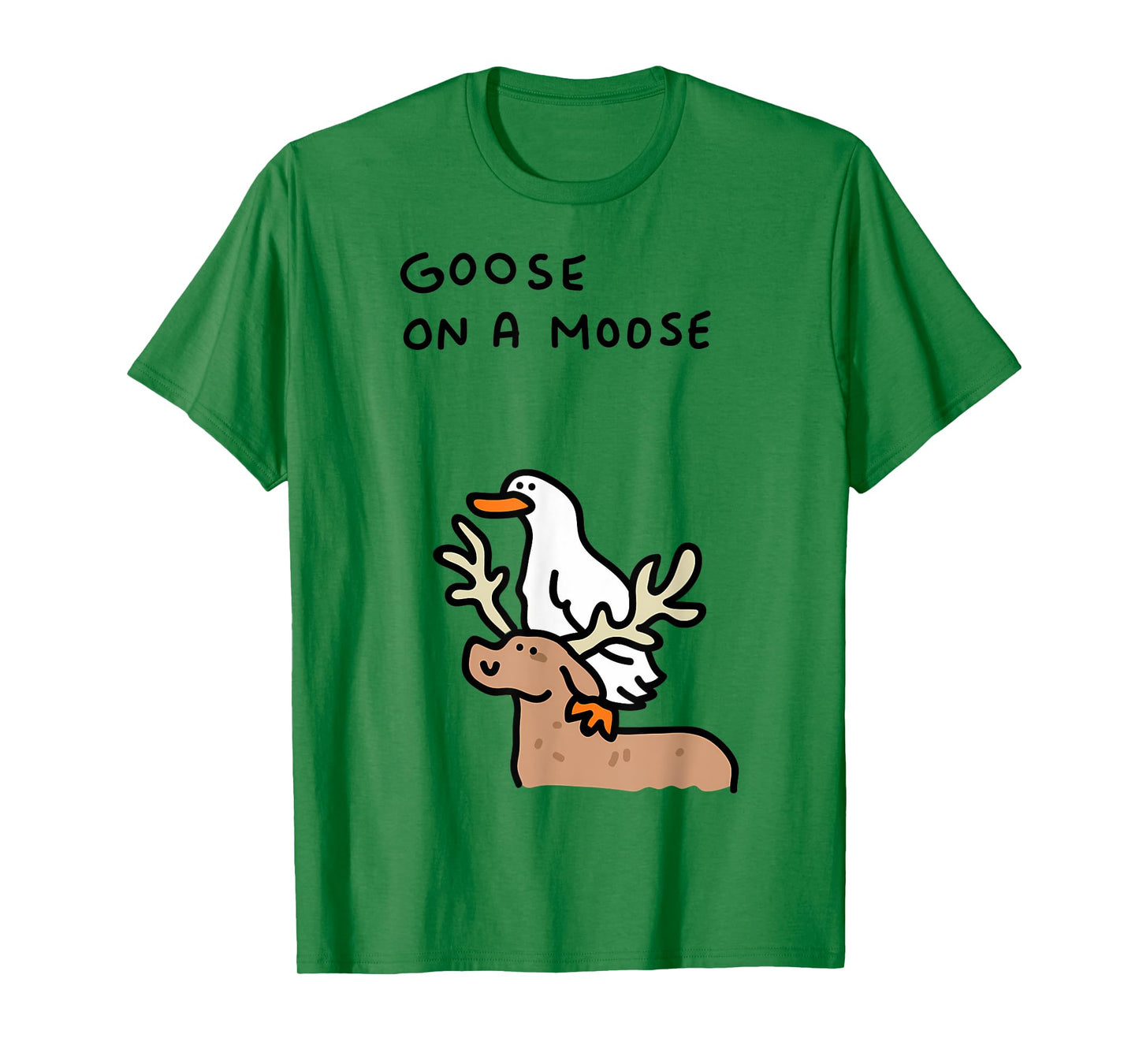 Funny Goose On A Moose - Animal Goose Meme T-Shirt