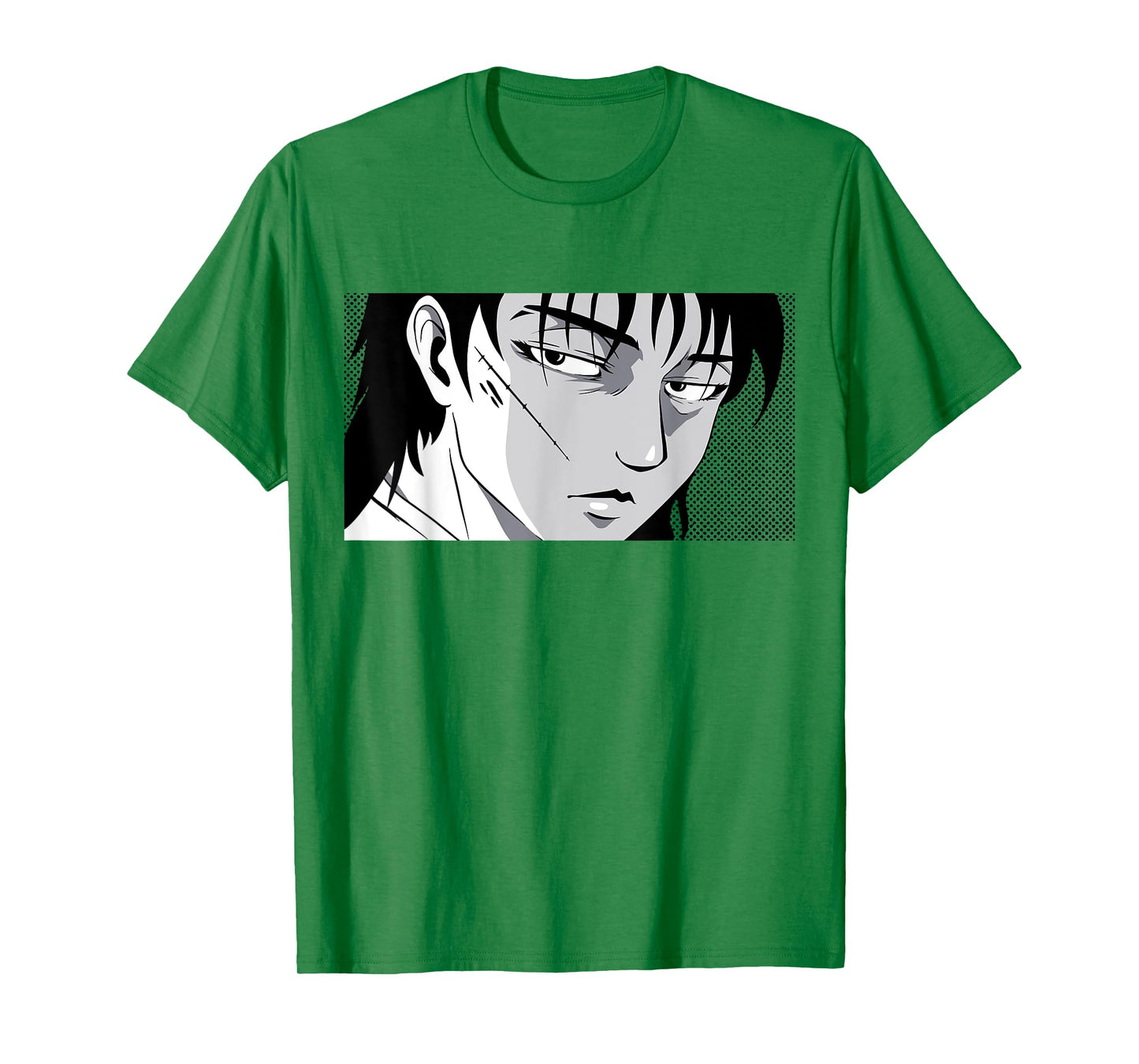Badass Anime Boy Mysterious Manga Face Edgy Black White Art T-Shirt